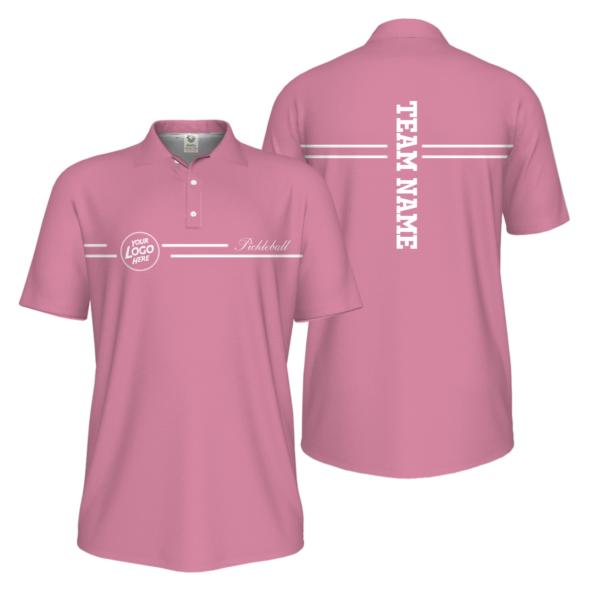 Picklewin Custom Logo And Vertical Name Men Sport Polo Shirt Live Preview  9