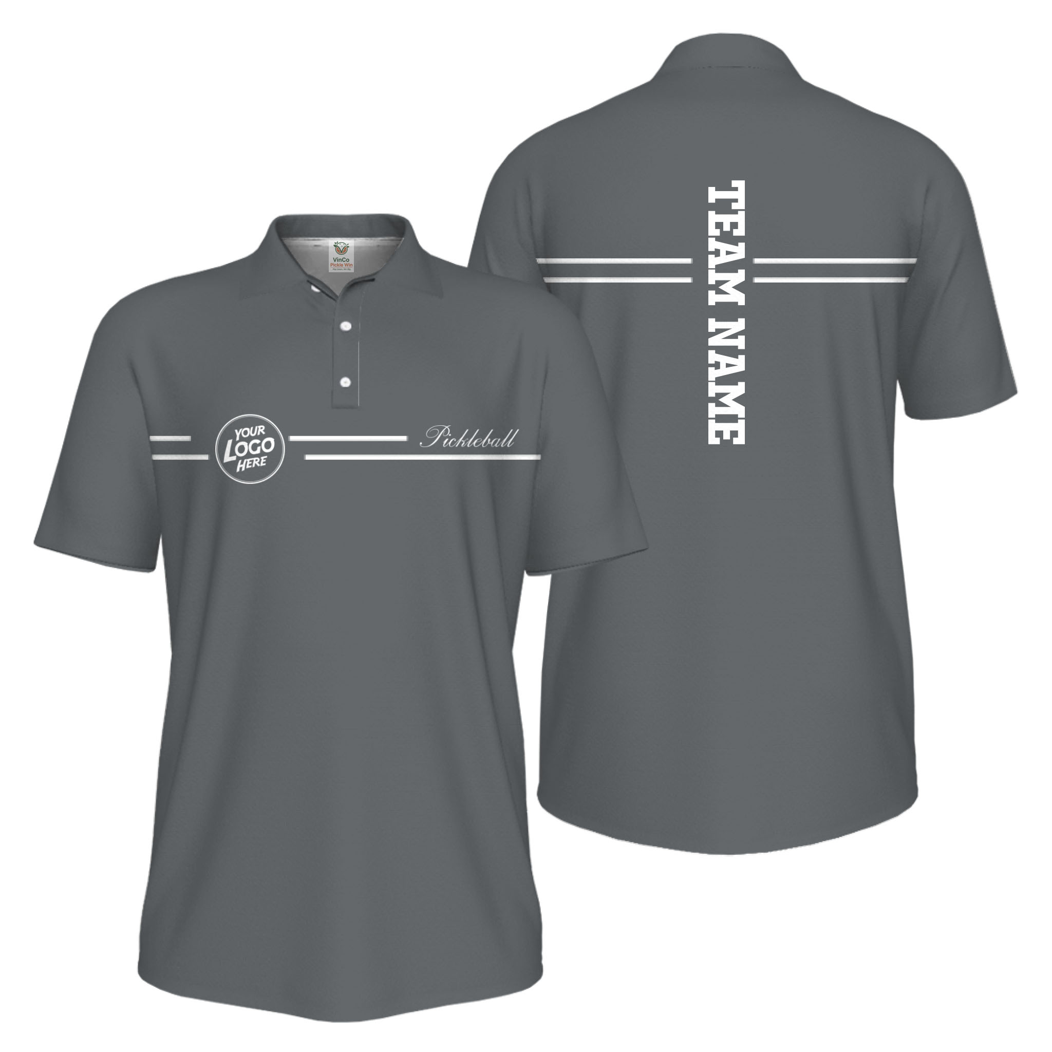 Picklewin Custom Logo And Vertical Name Men Sport Polo Shirt Live Preview  5