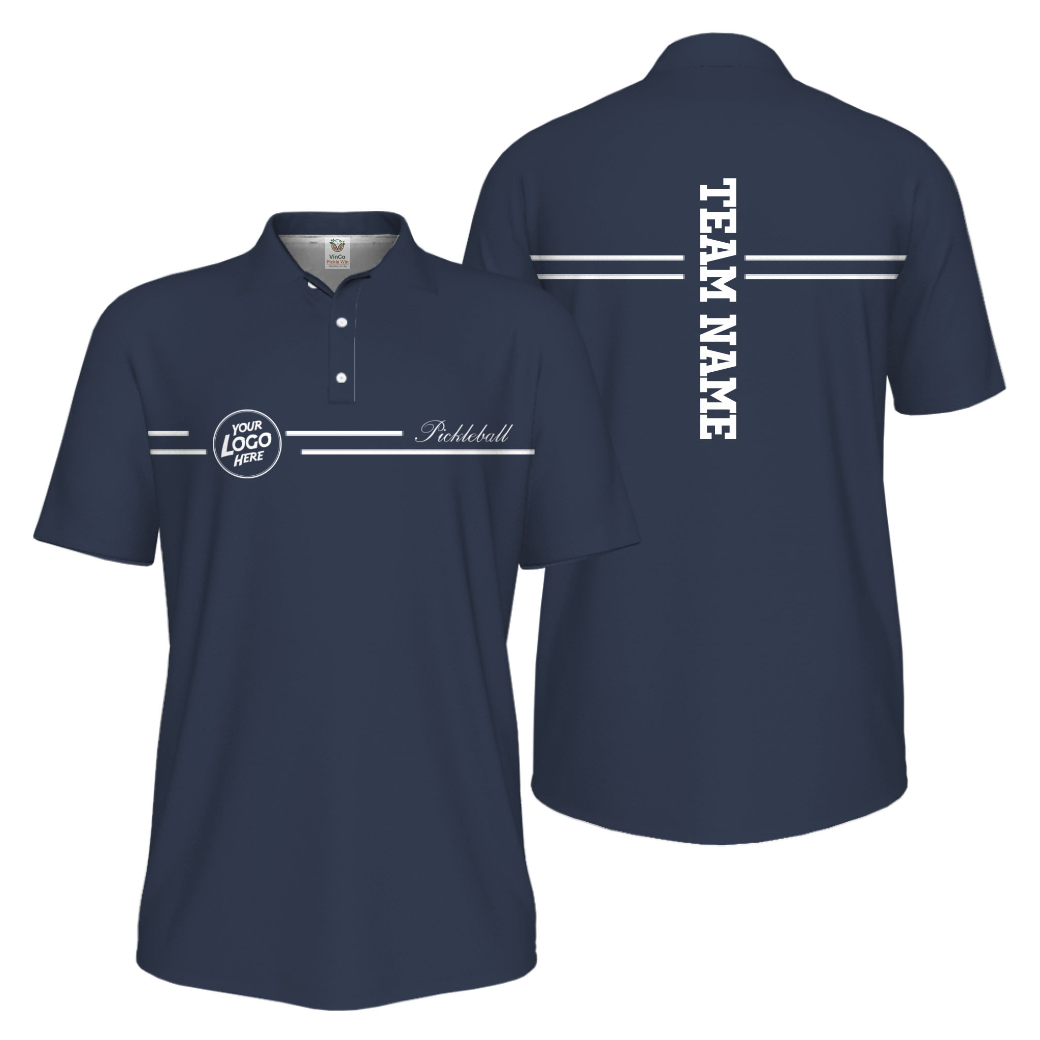 Picklewin Custom Logo And Vertical Name Men Sport Polo Shirt Live Preview  12