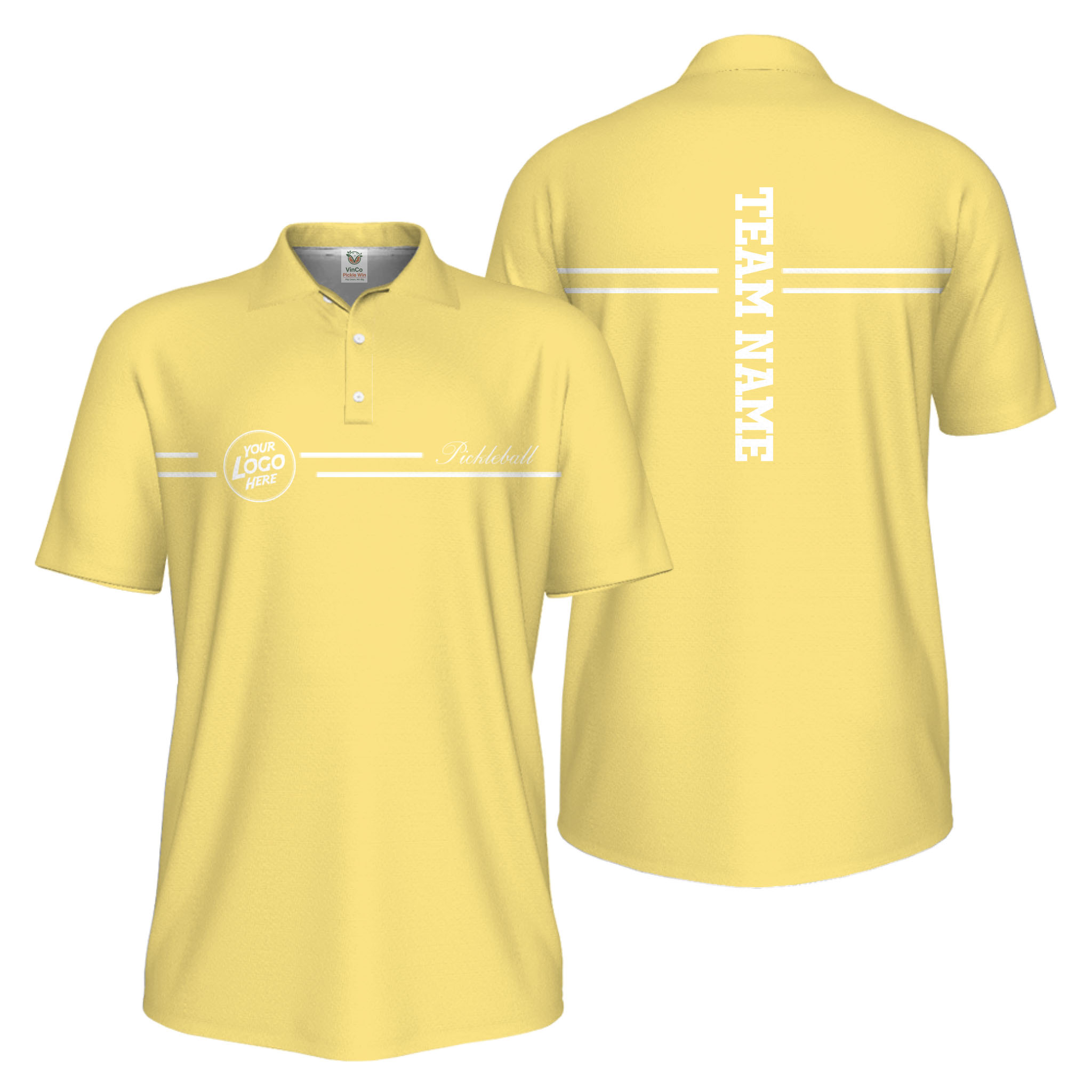 Picklewin Custom Logo And Vertical Name Men Sport Polo Shirt Live Preview  14