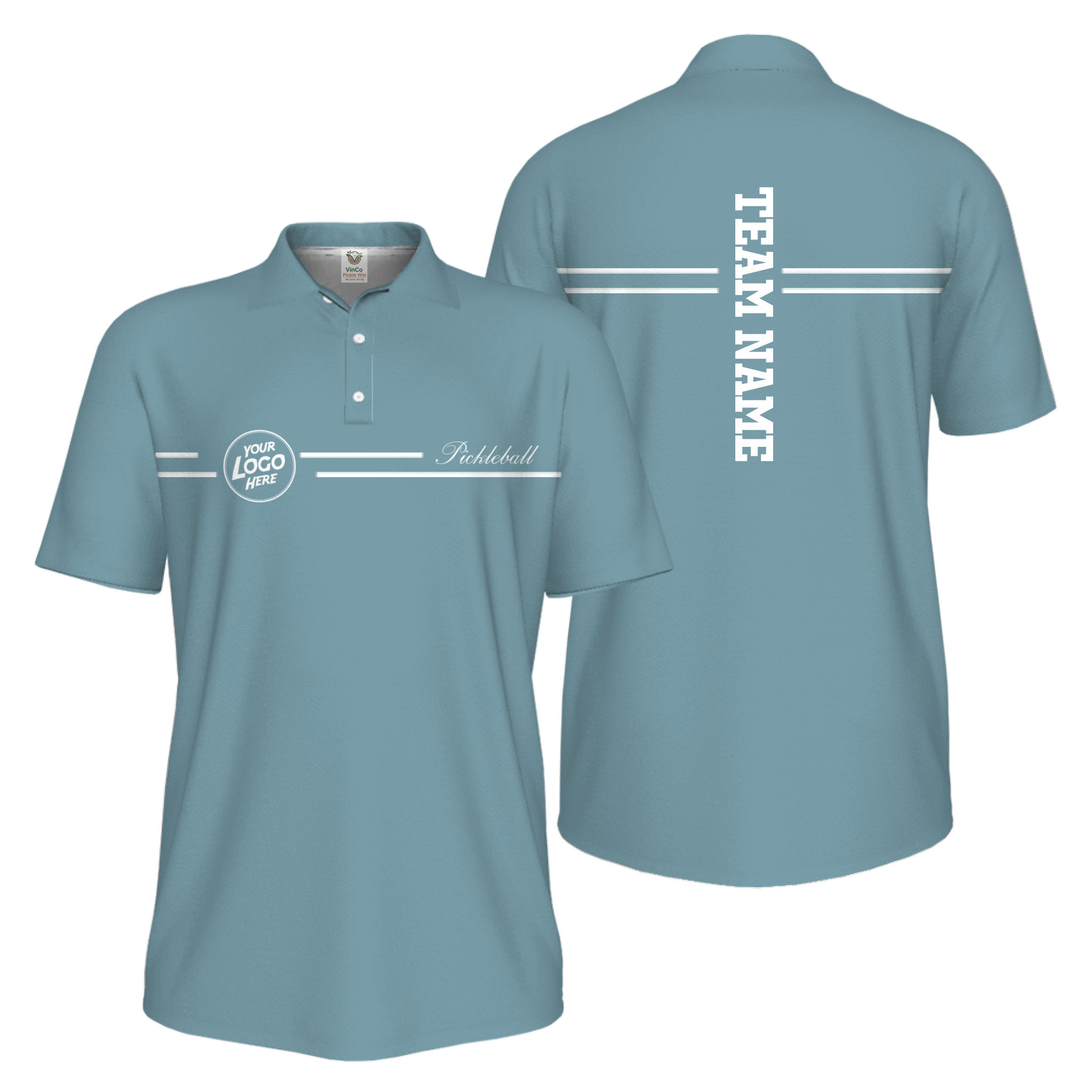 Picklewin Custom Logo And Vertical Name Men Sport Polo Shirt Live Preview  6