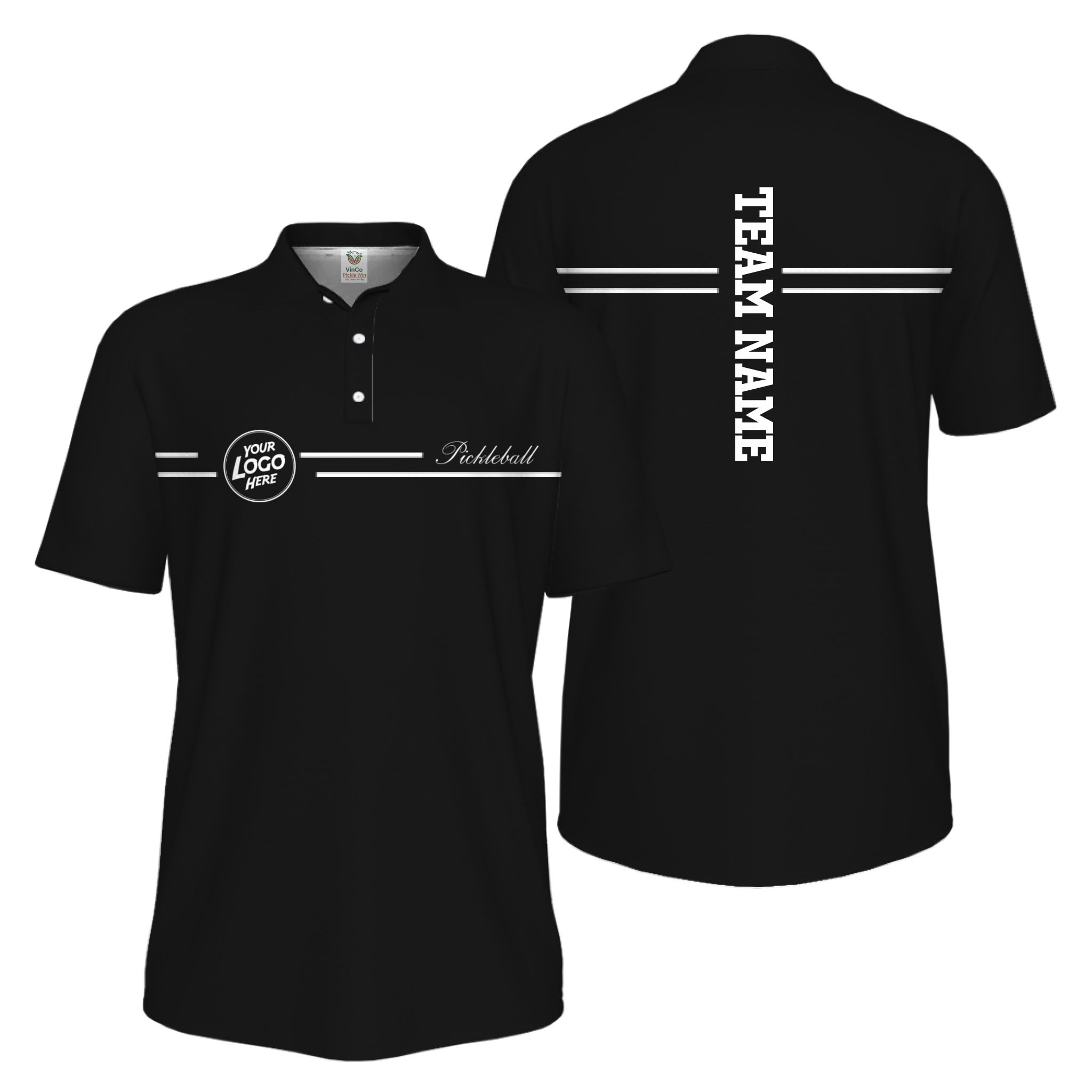 Picklewin Custom Logo And Vertical Name Men Sport Polo Shirt Live Preview  13