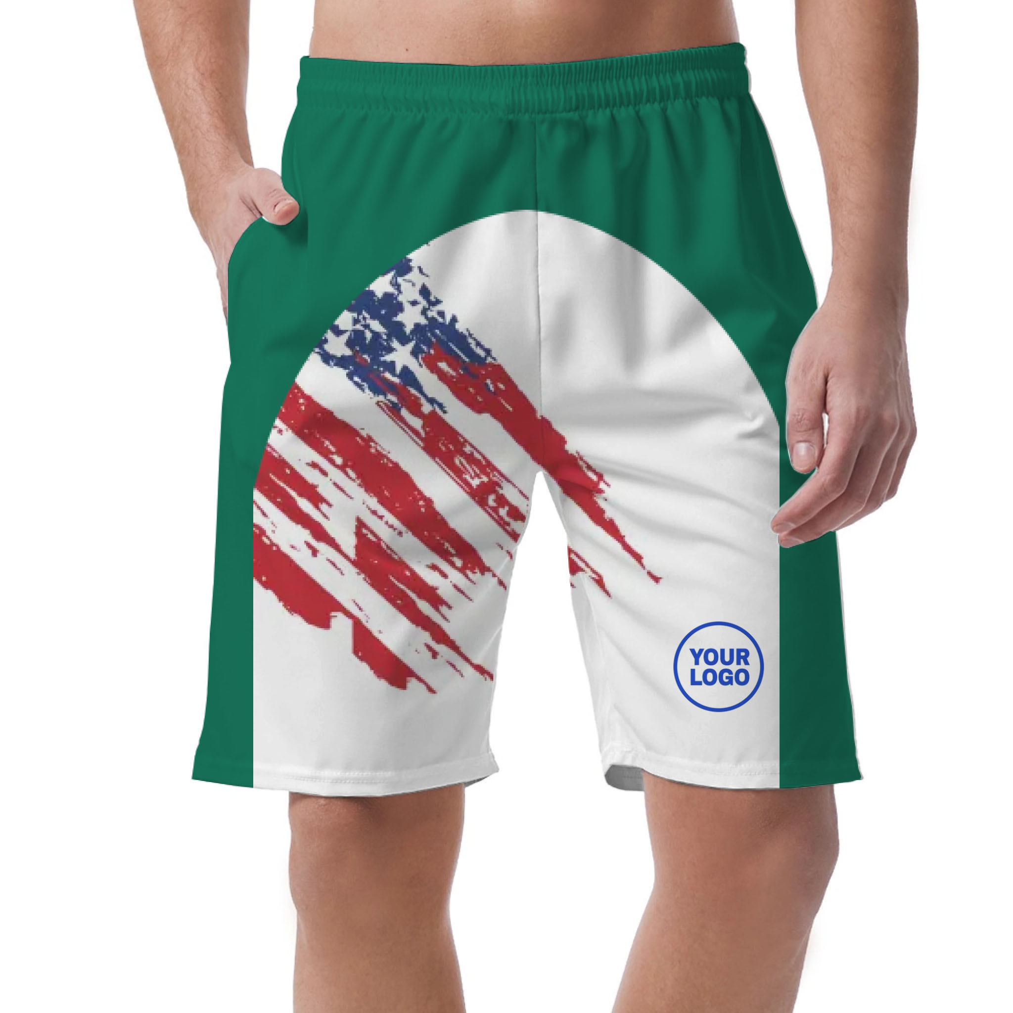 Picklewin Custom Logo Pickleball American Flag Patriotic Shorts For Men 10