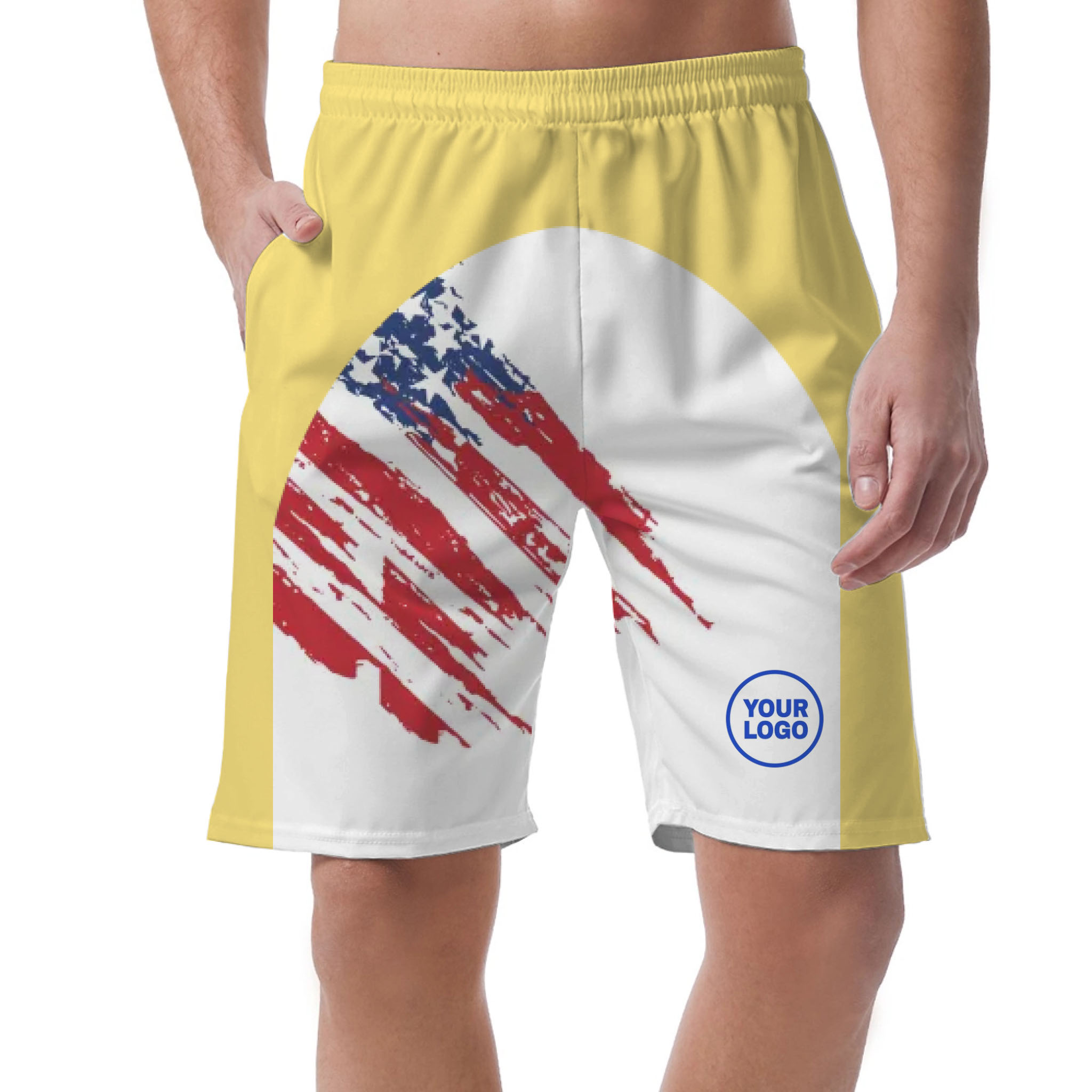 Picklewin Custom Logo Pickleball American Flag Patriotic Shorts For Men 12