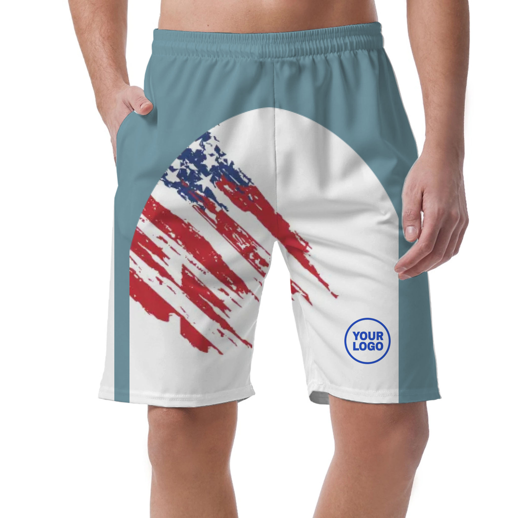 Picklewin Custom Logo Pickleball American Flag Patriotic Shorts For Men 13