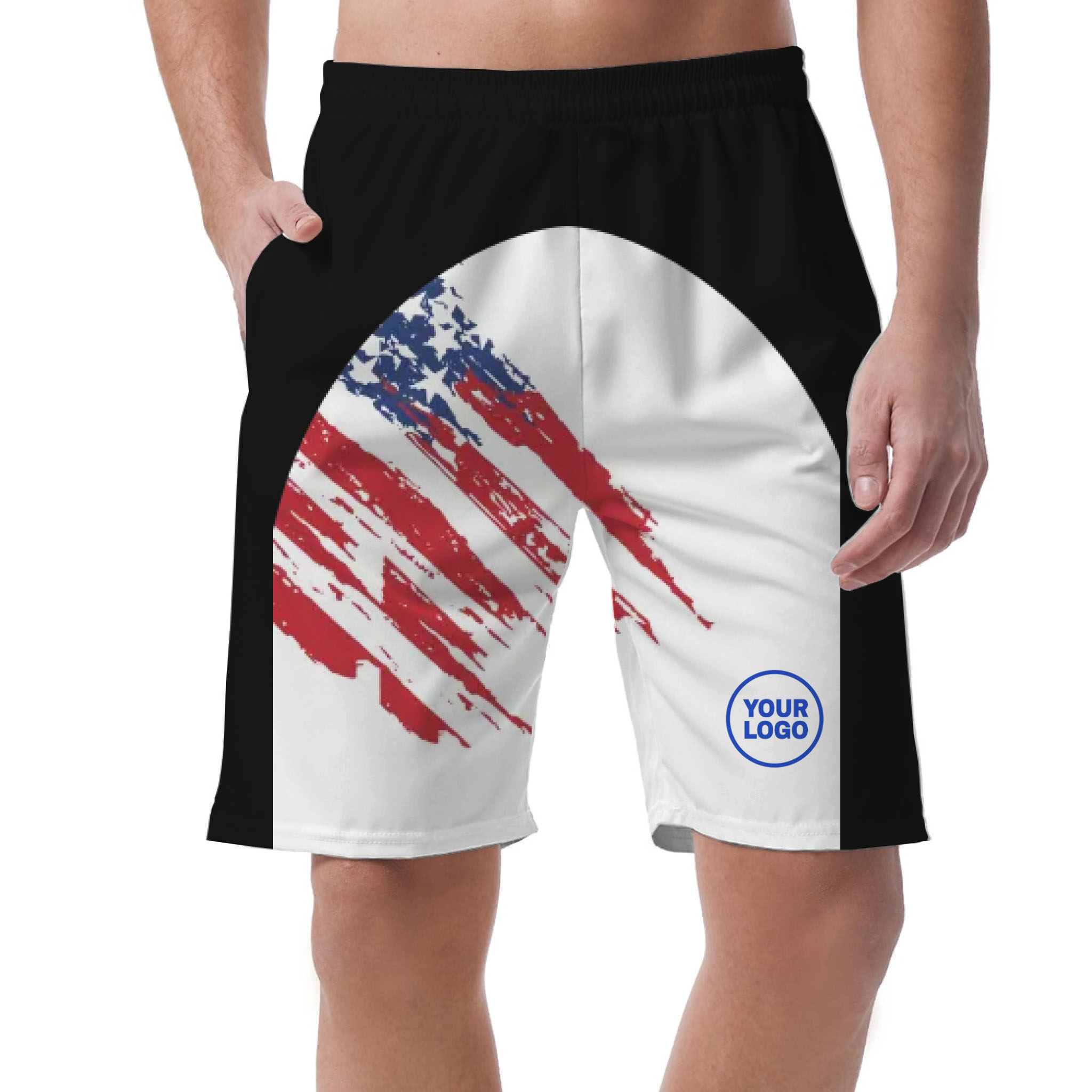 Picklewin Custom Logo Pickleball American Flag Patriotic Shorts For Men 14