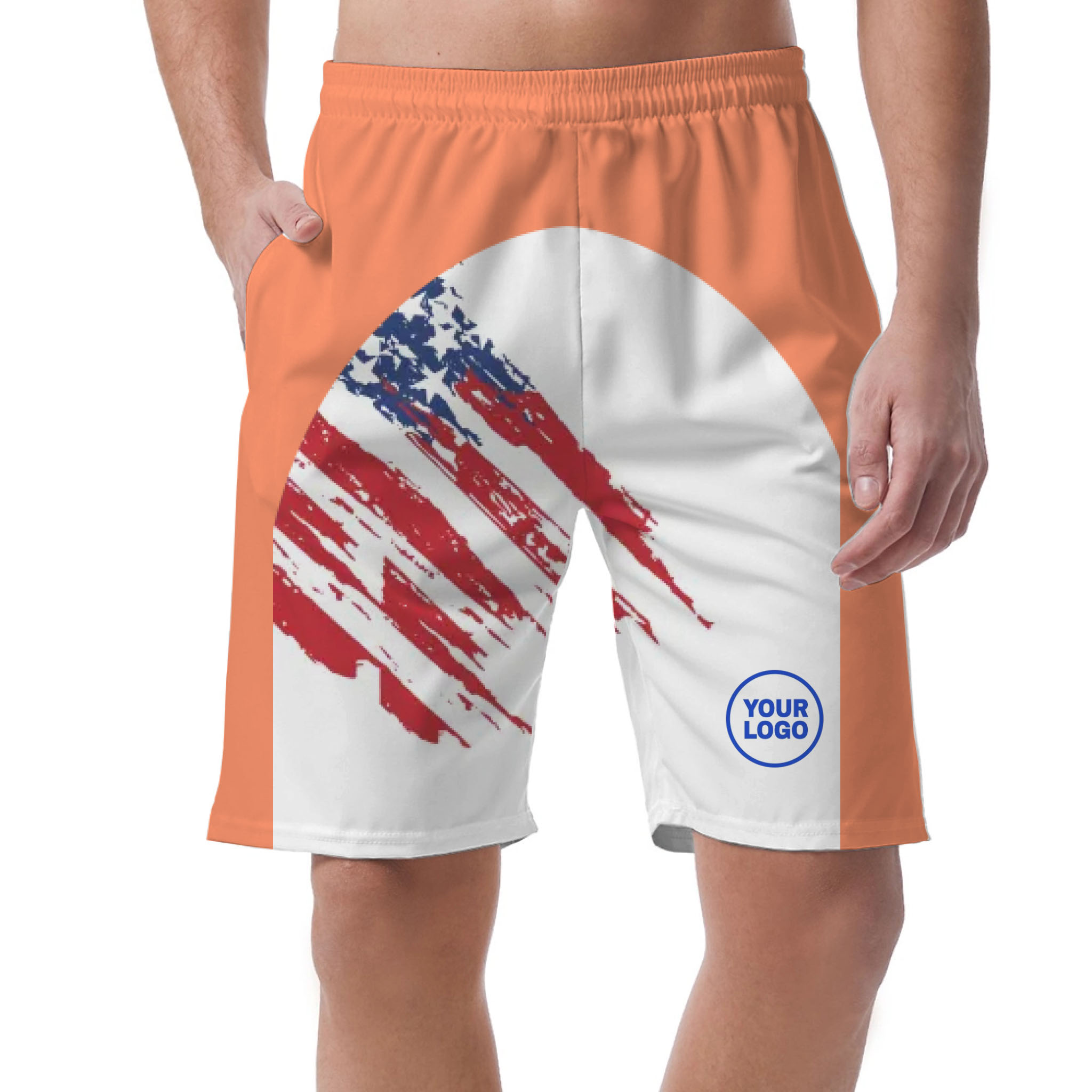 Picklewin Custom Logo Pickleball American Flag Patriotic Shorts For Men 15