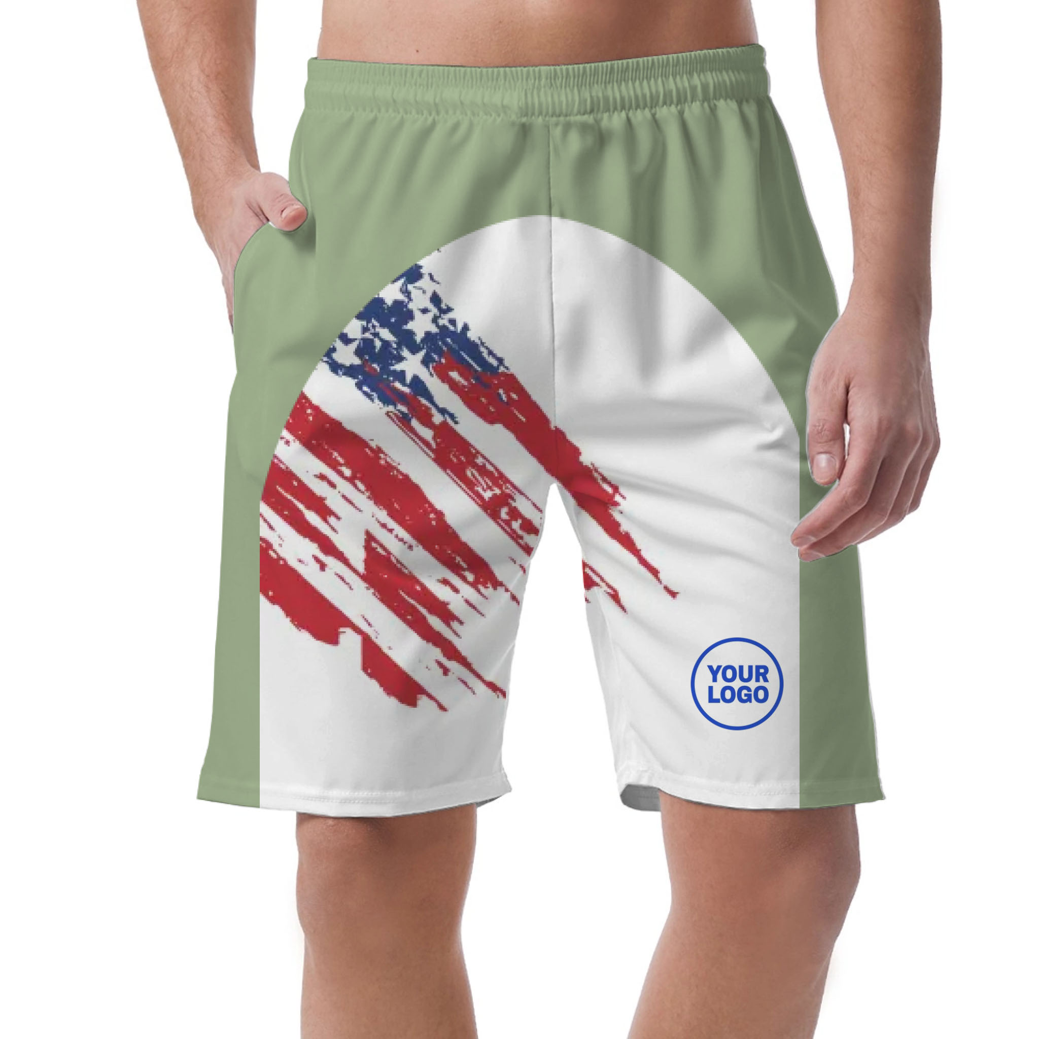 Picklewin Custom Logo Pickleball American Flag Patriotic Shorts For Men 3