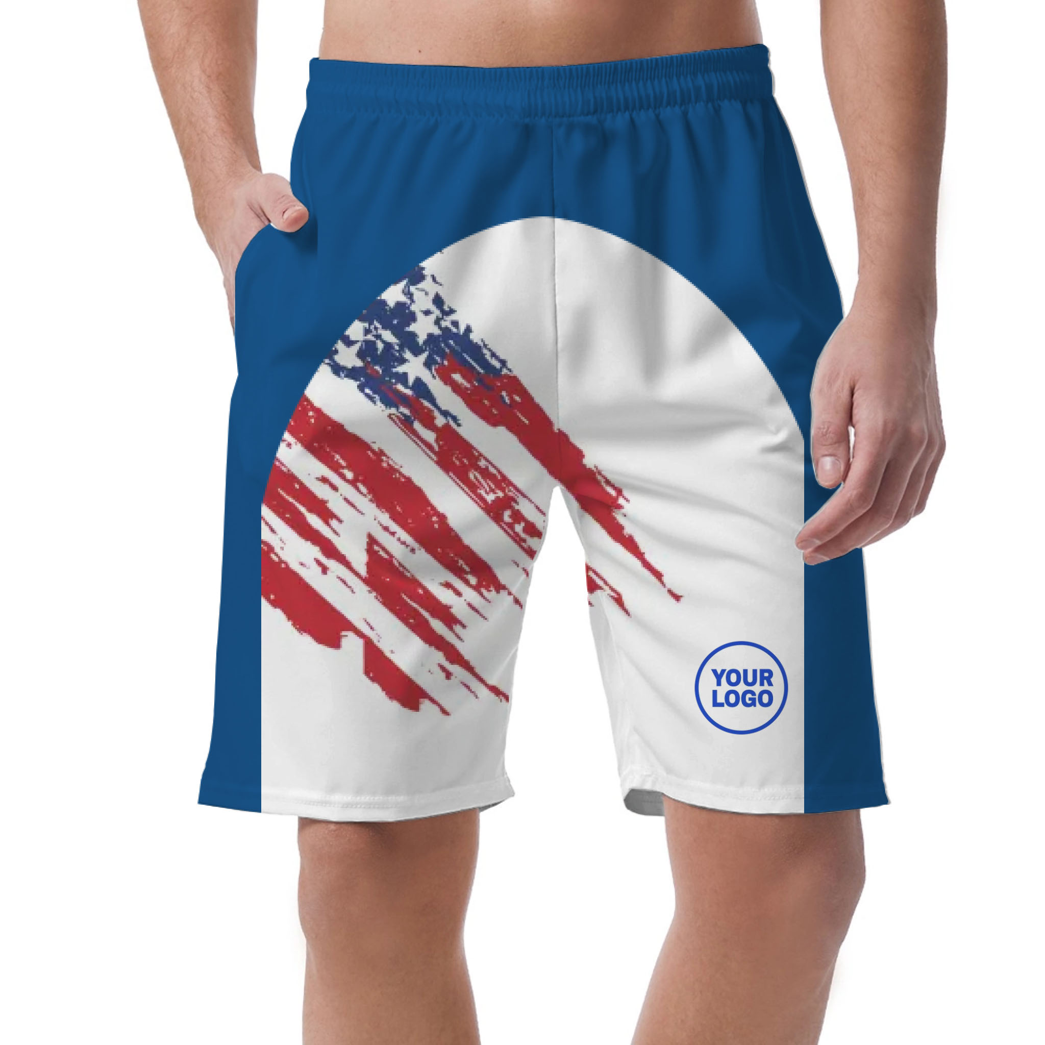 Picklewin Custom Logo Pickleball American Flag Patriotic Shorts For Men 4