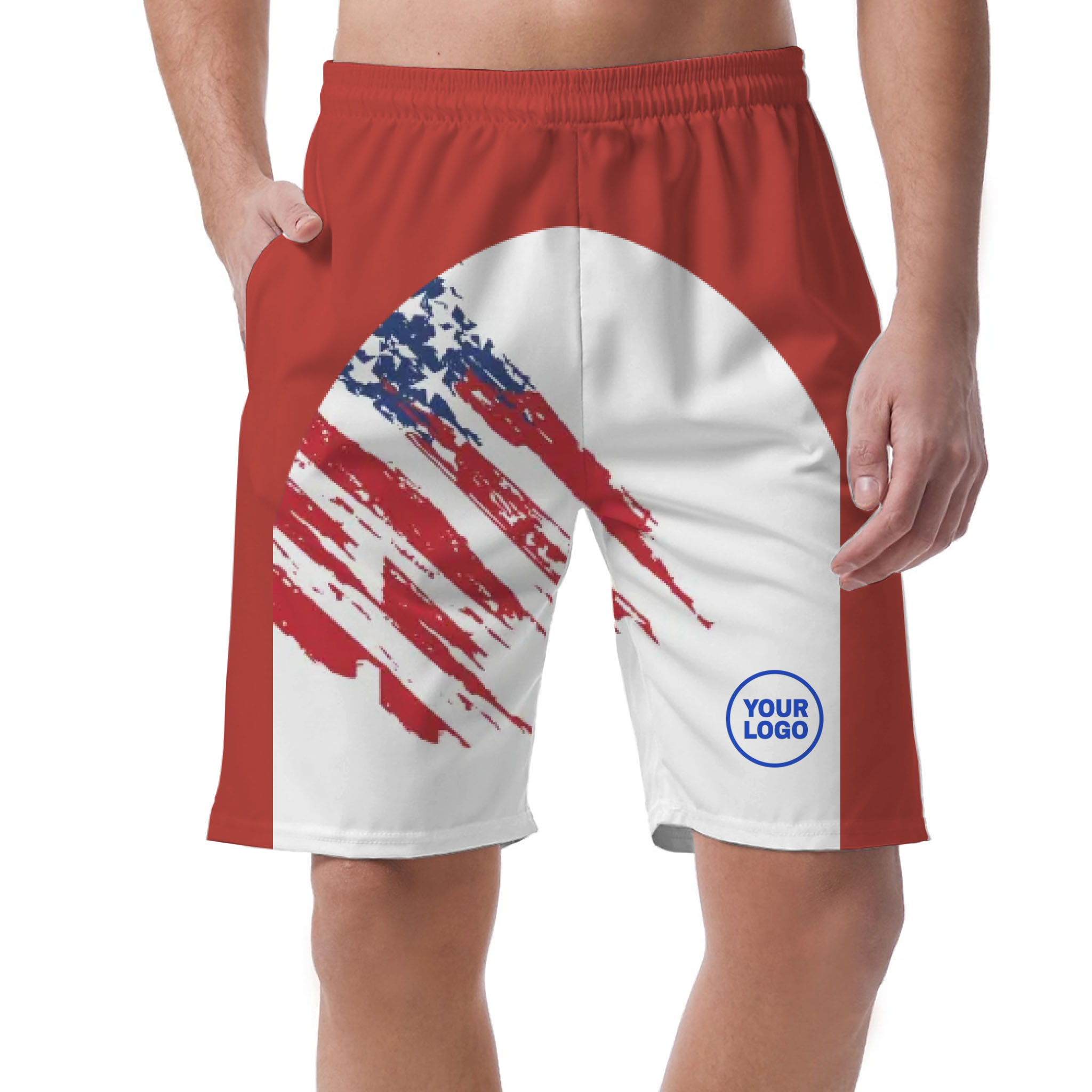 Picklewin Custom Logo Pickleball American Flag Patriotic Shorts For Men 5