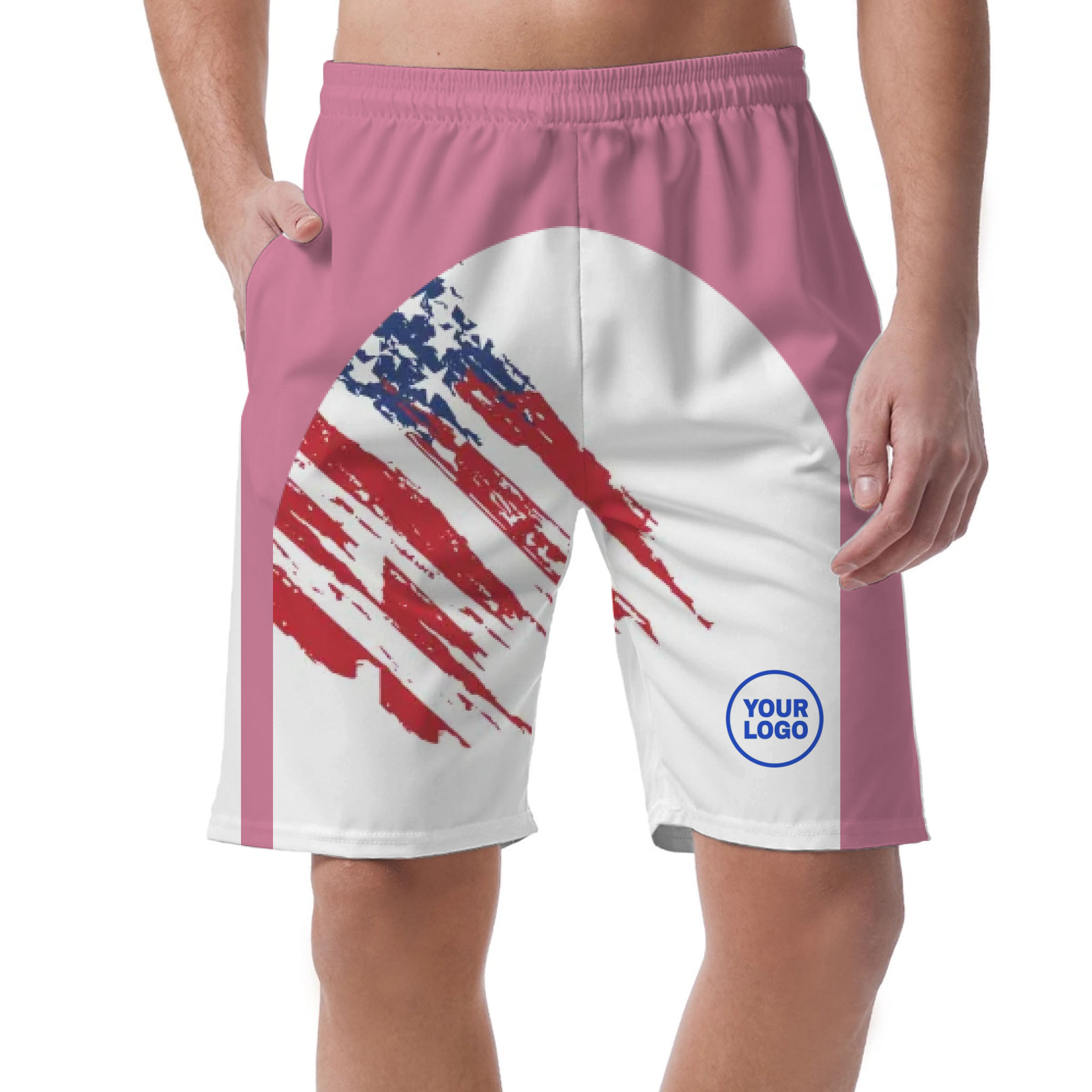 Picklewin Custom Logo Pickleball American Flag Patriotic Shorts For Men 6