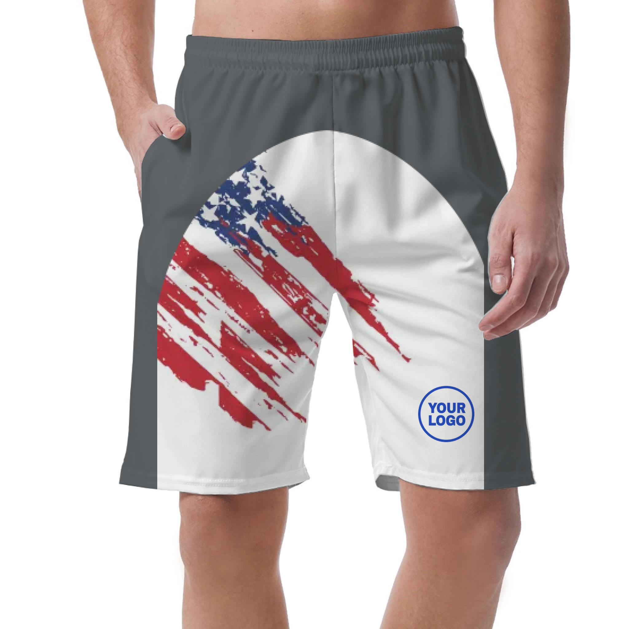 Picklewin Custom Logo Pickleball American Flag Patriotic Shorts For Men 7