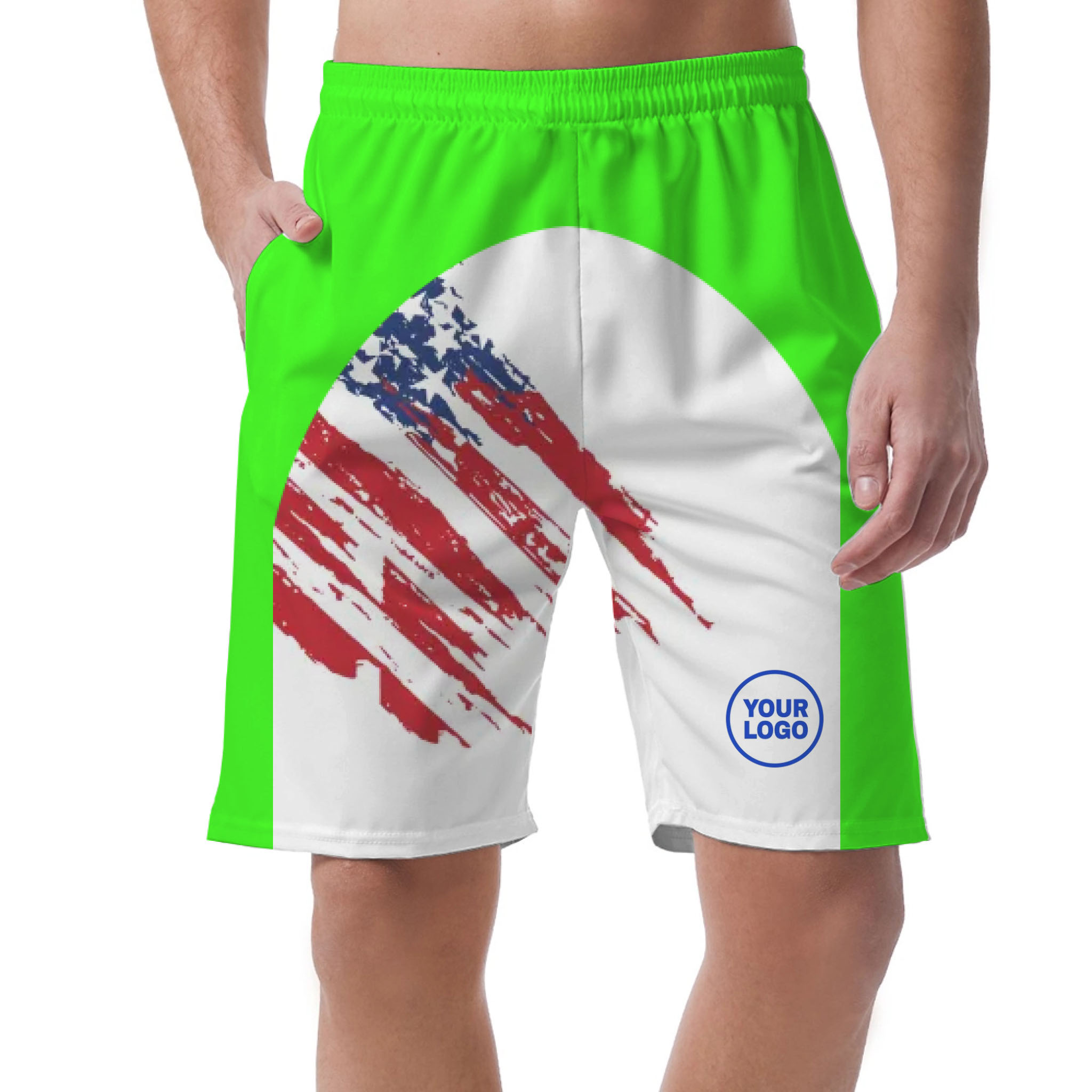 Picklewin Custom Logo Pickleball American Flag Patriotic Shorts For Men 8