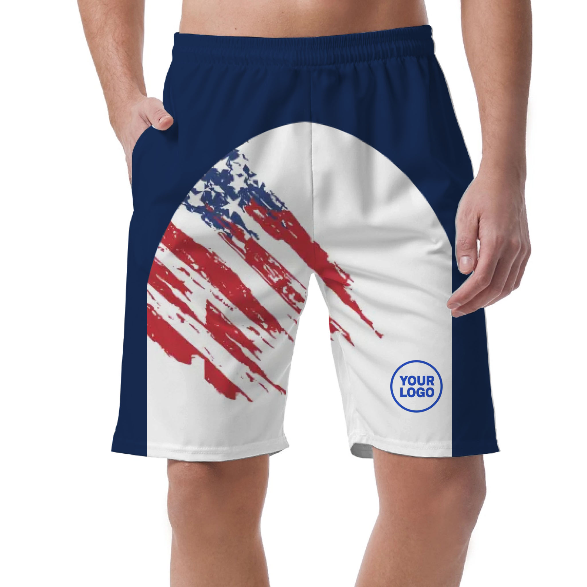 Picklewin Custom Logo Pickleball American Flag Patriotic Shorts For Men 9