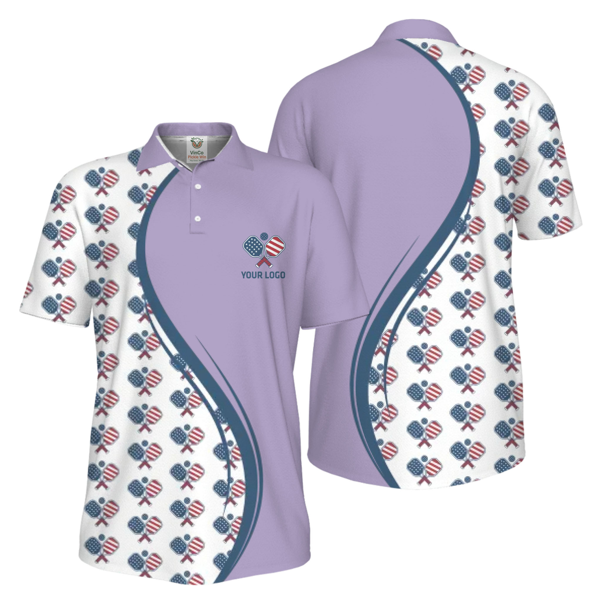 Picklewin Custom Logo Pickleball American Flag UV Protection Polo Shirt For Men 9