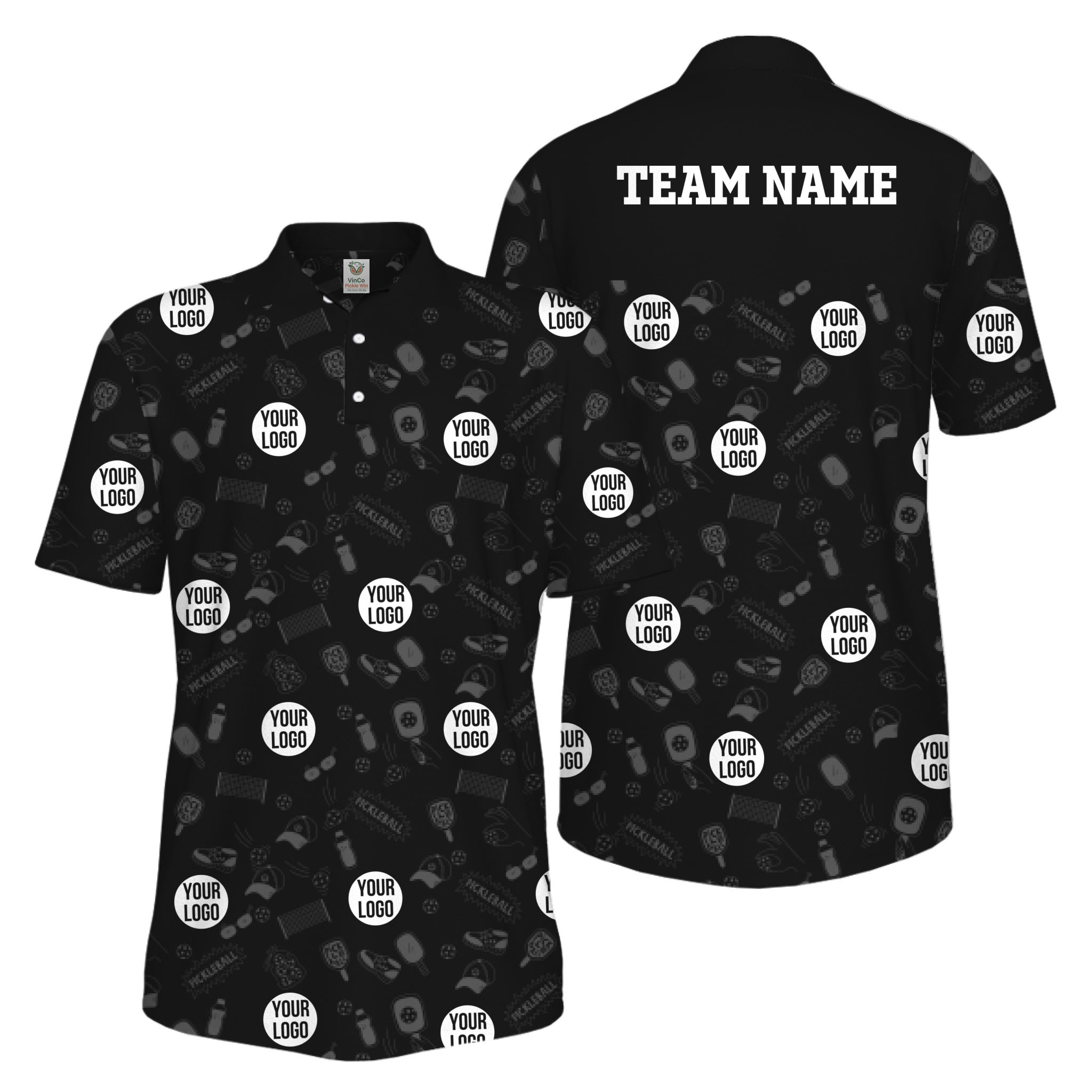 Picklewin Custom Multiple Logos Pickleball Polo Shirt Mens Bulk Price 11