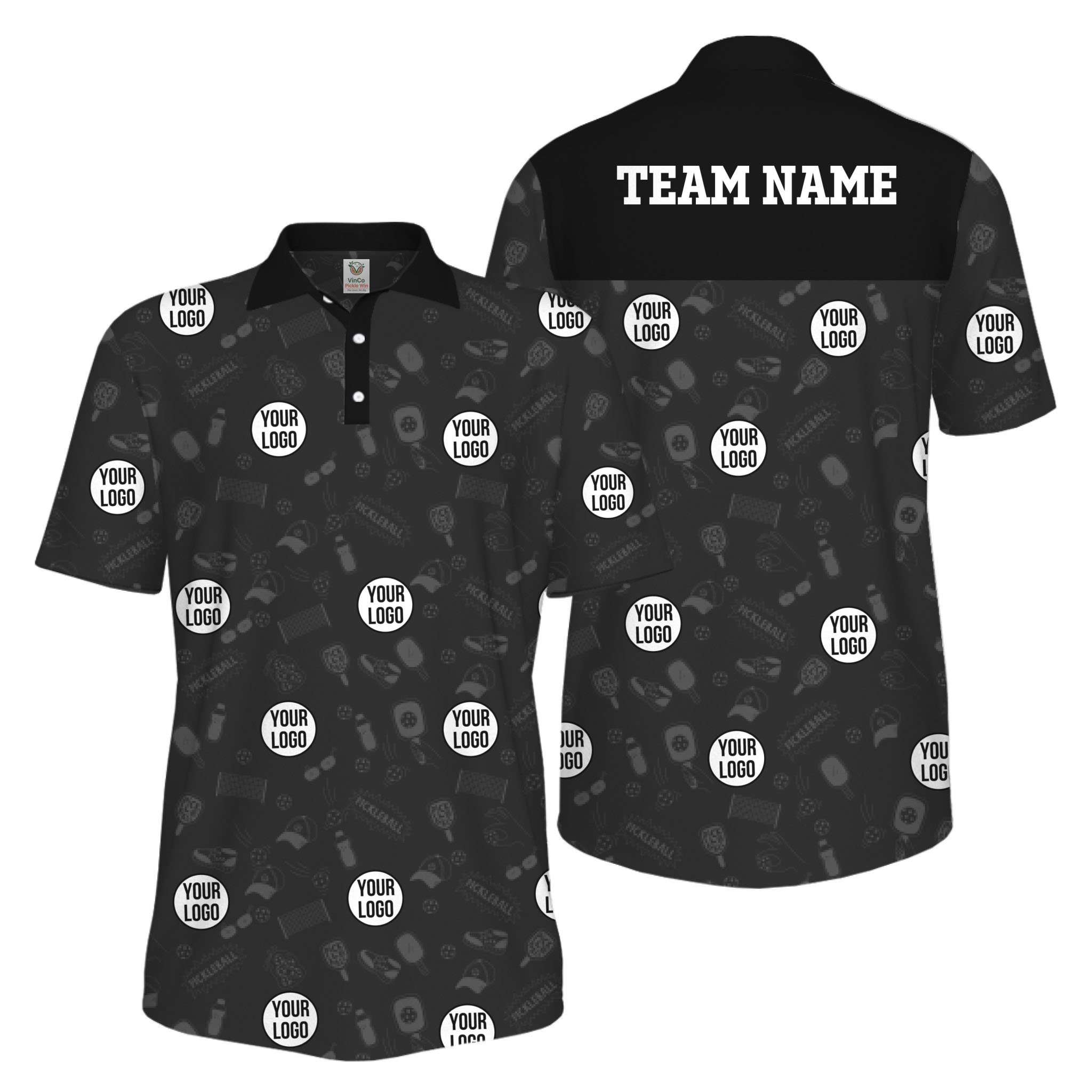 Picklewin Custom Multiple Logos Pickleball Polo Shirt Mens Bulk Price 2