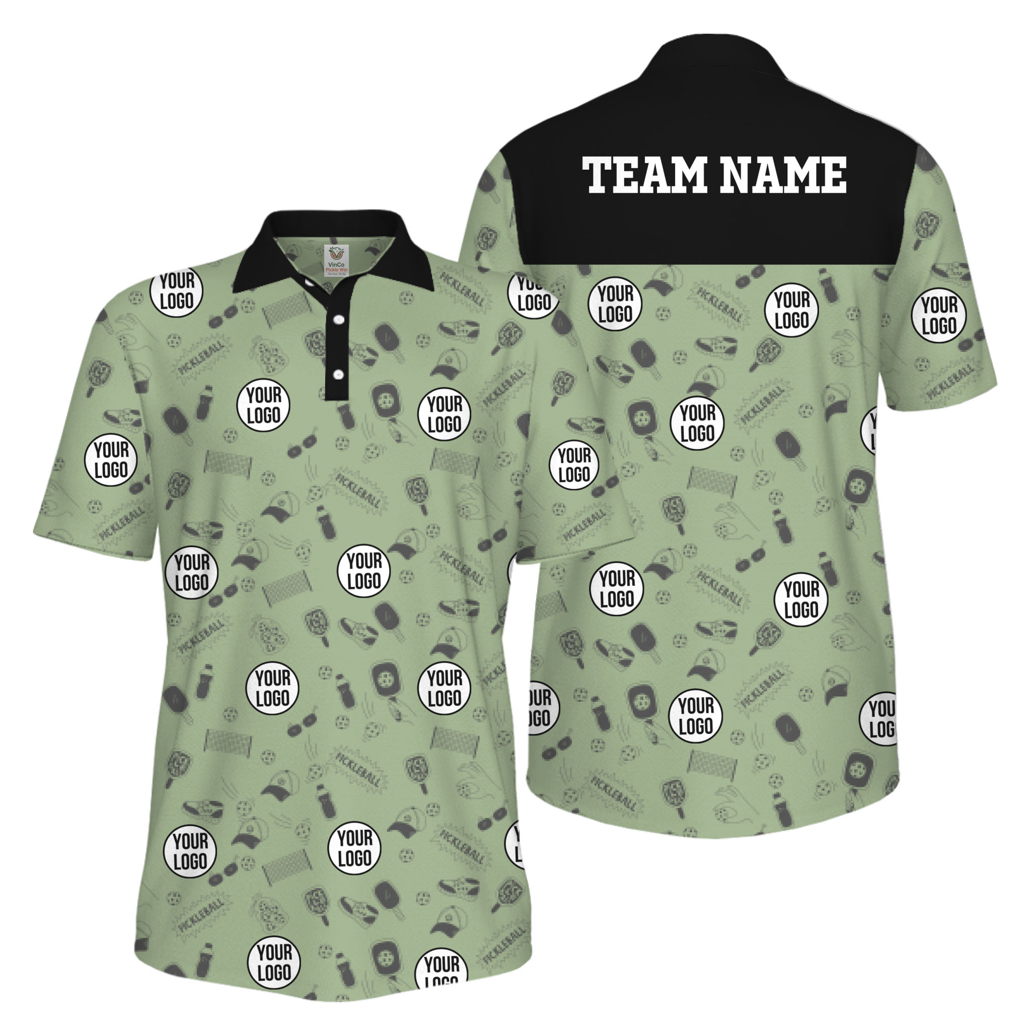 Picklewin Custom Multiple Logos Pickleball Polo Shirt Mens Bulk Price 3