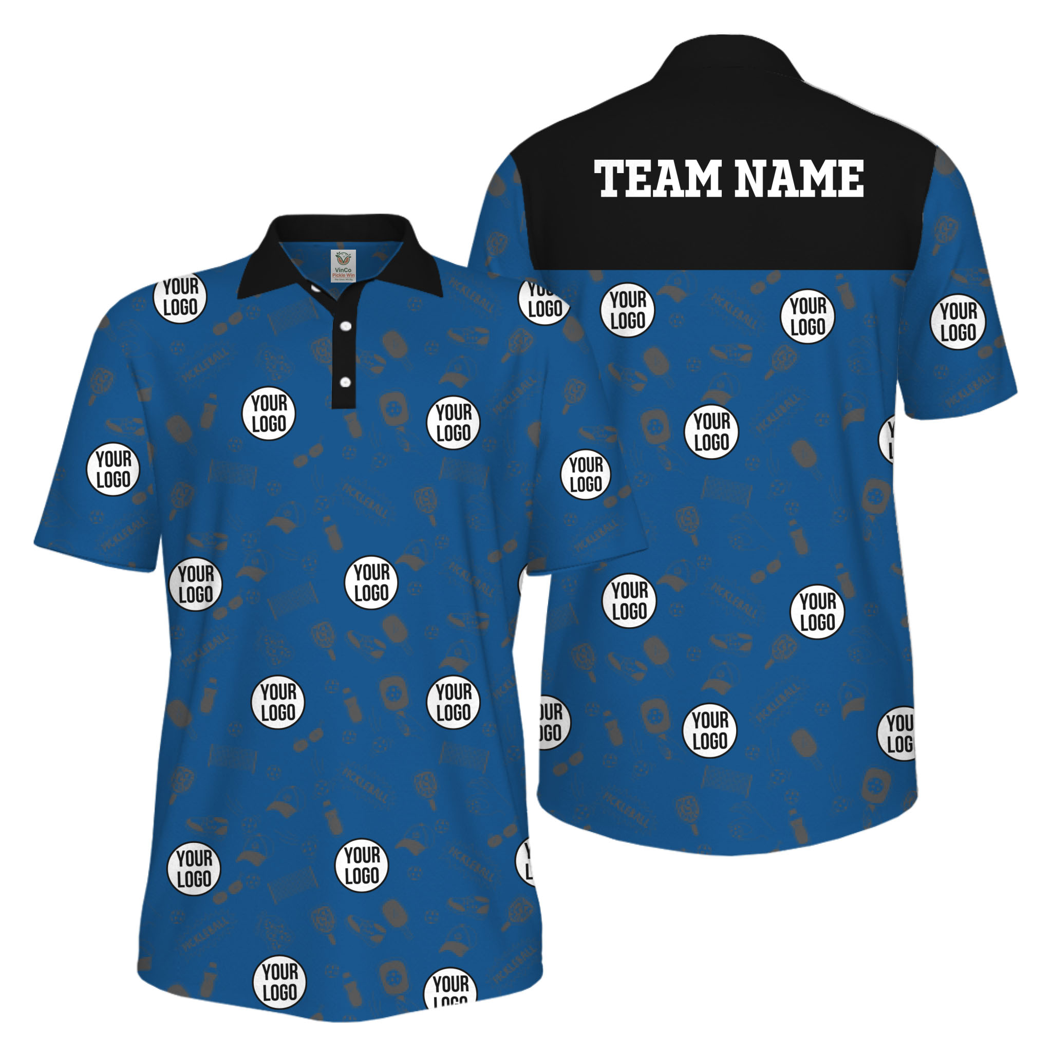 Picklewin Custom Multiple Logos Pickleball Polo Shirt Mens Bulk Price 4