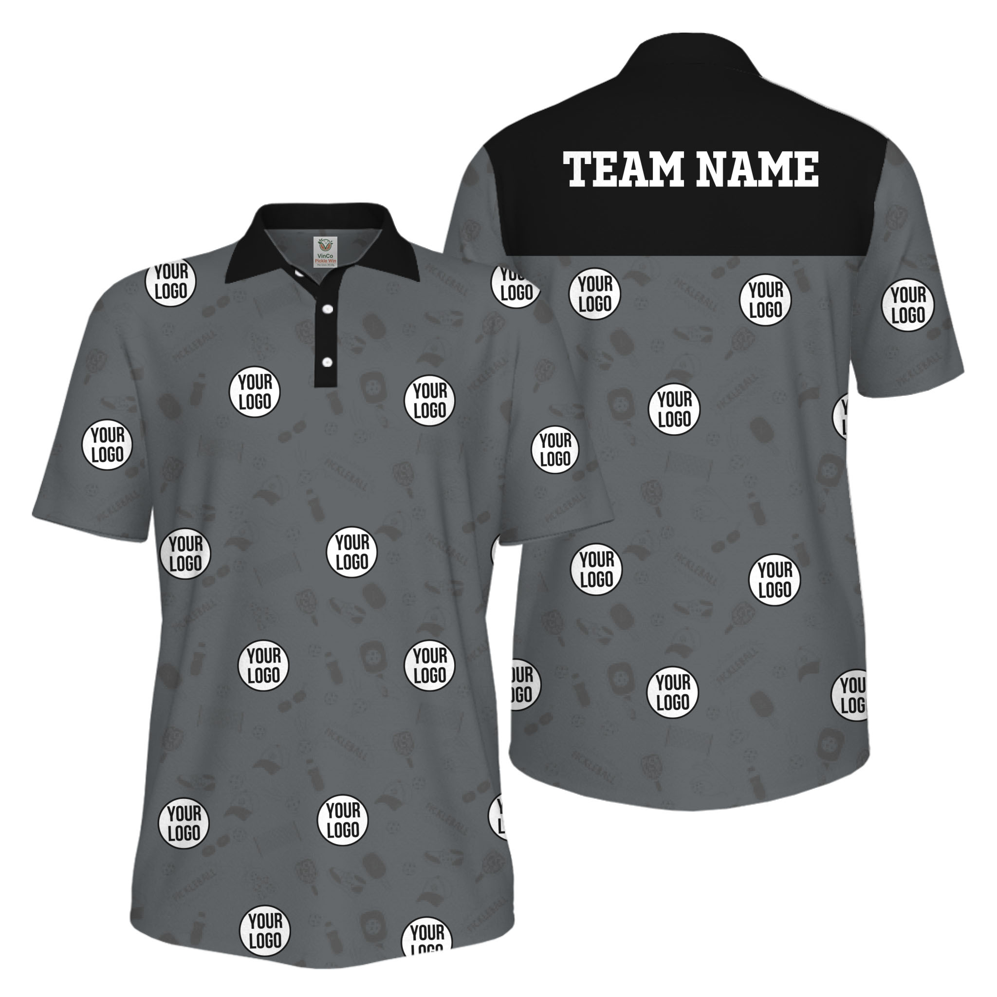 Picklewin Custom Multiple Logos Pickleball Polo Shirt Mens Bulk Price 5