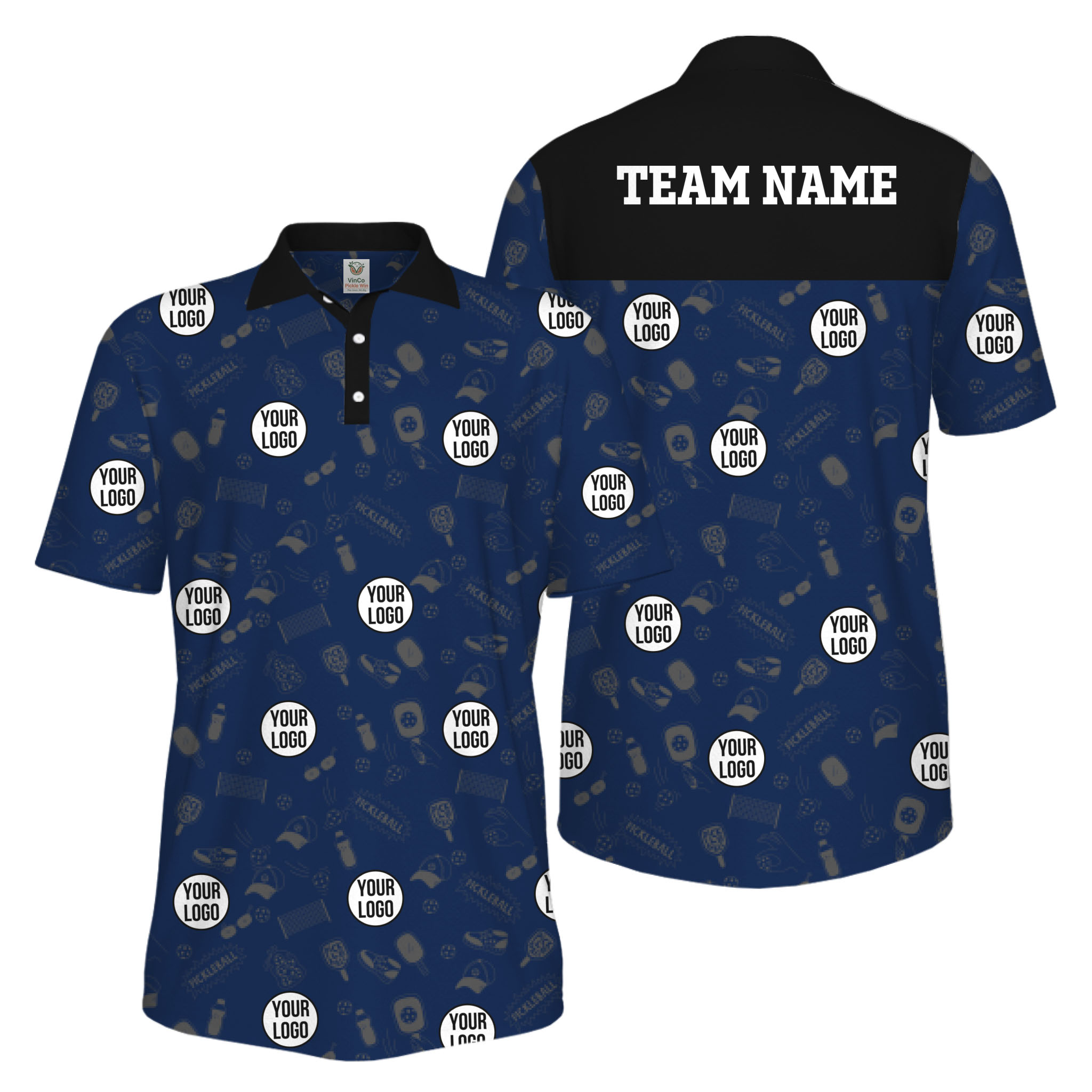 Picklewin Custom Multiple Logos Pickleball Polo Shirt Mens Bulk Price 6