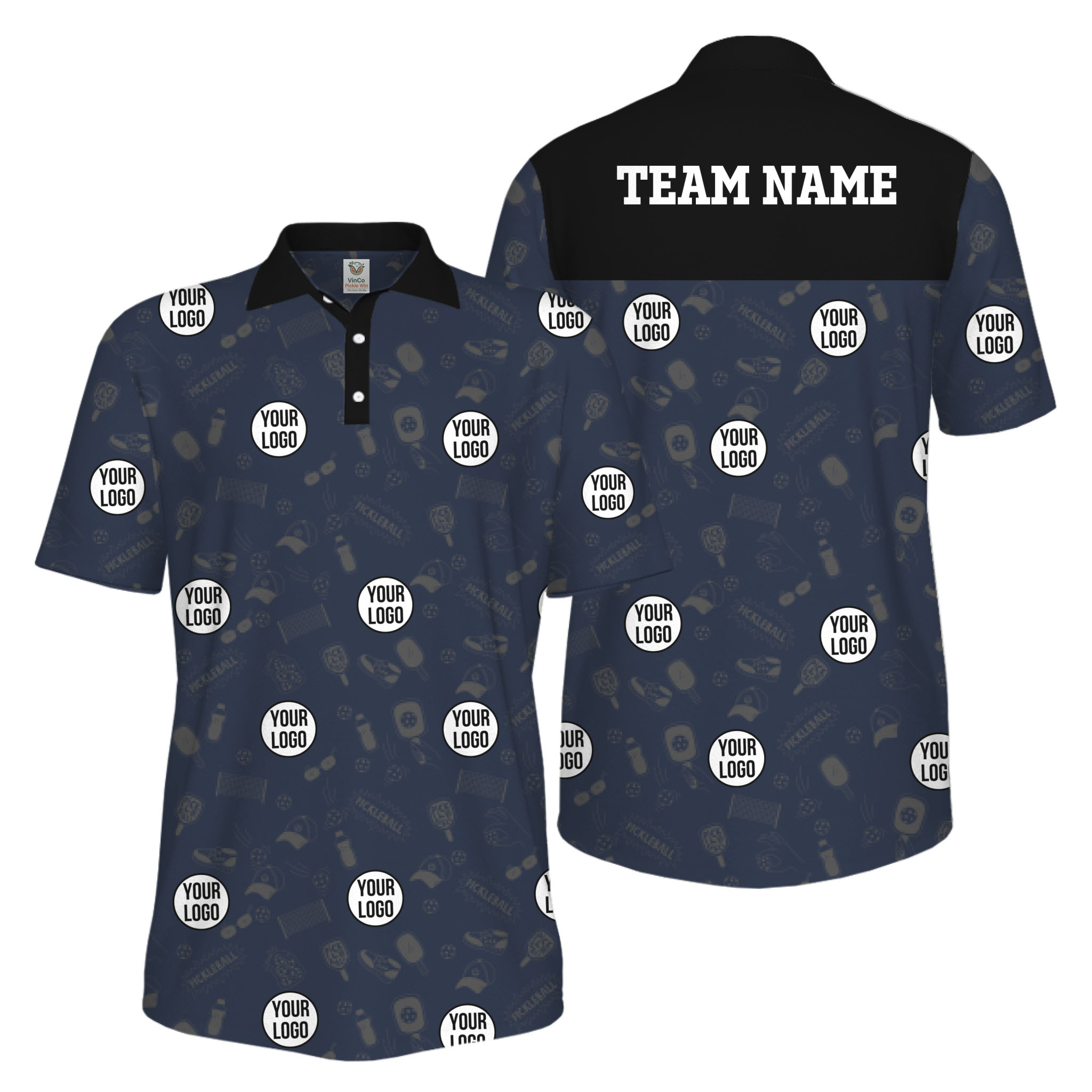 Picklewin Custom Multiple Logos Pickleball Polo Shirt Mens Bulk Price 7