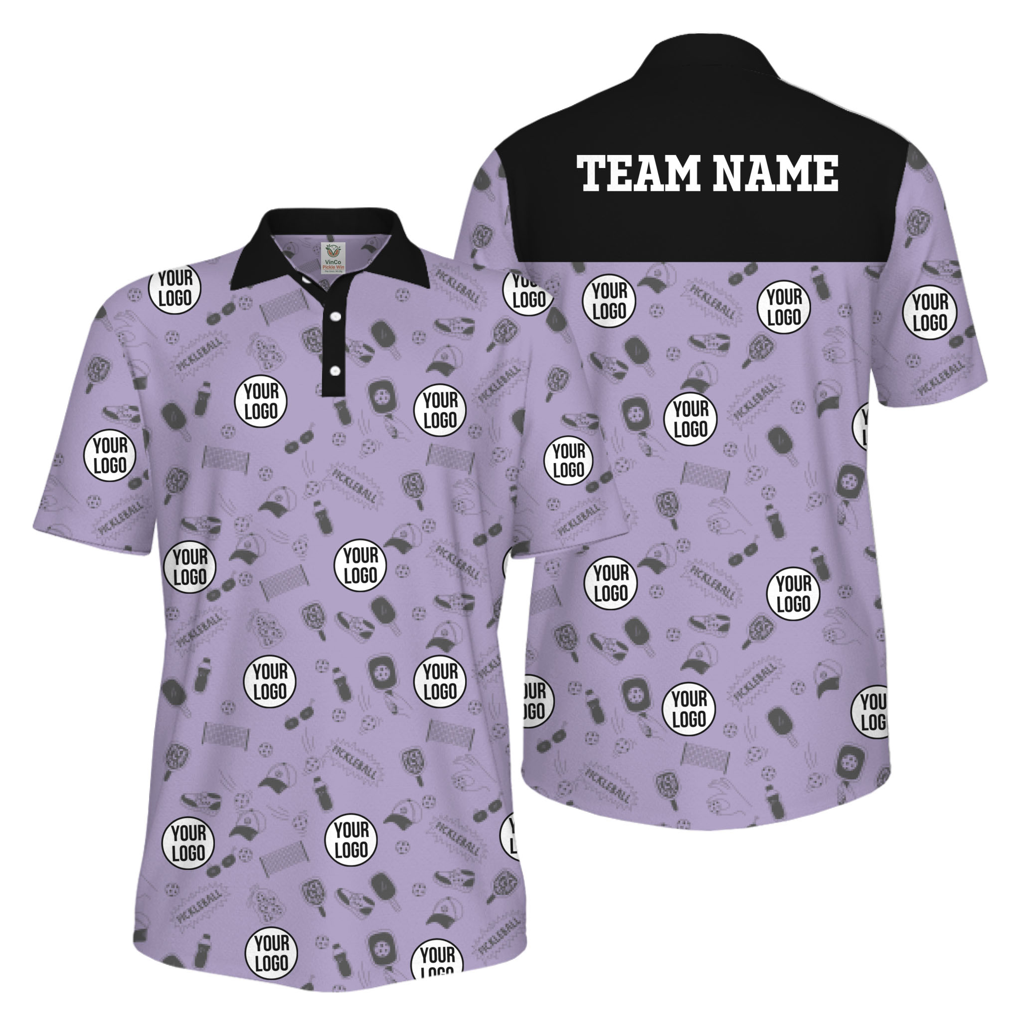 Picklewin Custom Multiple Logos Pickleball Polo Shirt Mens Bulk Price 8