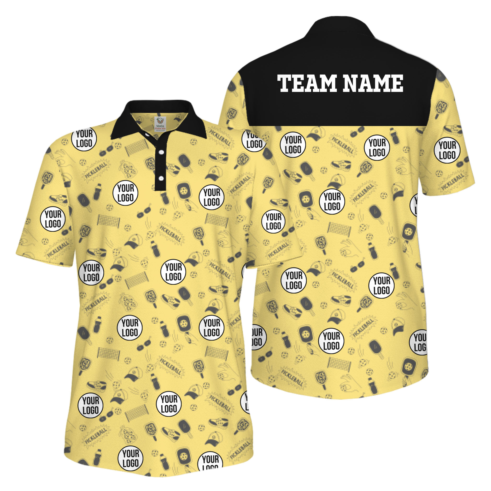 Picklewin Custom Multiple Logos Pickleball Polo Shirt Mens Bulk Price 9