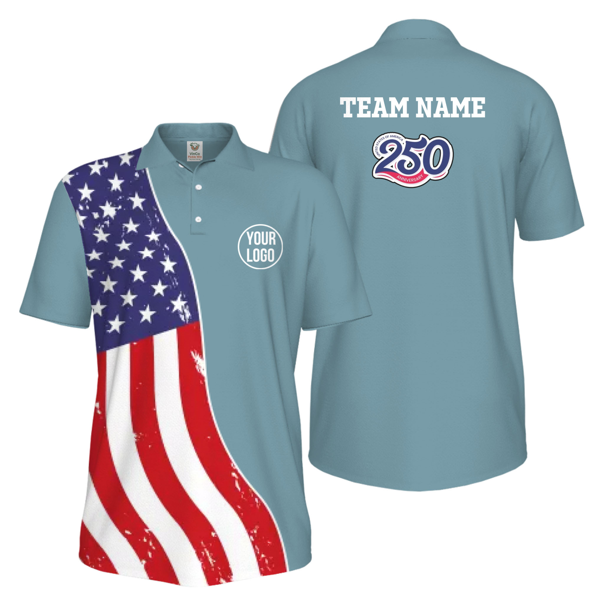 Picklewin Custom Pickleball 4th Of July UV Protection Men Polo Shirt Live Preview 13