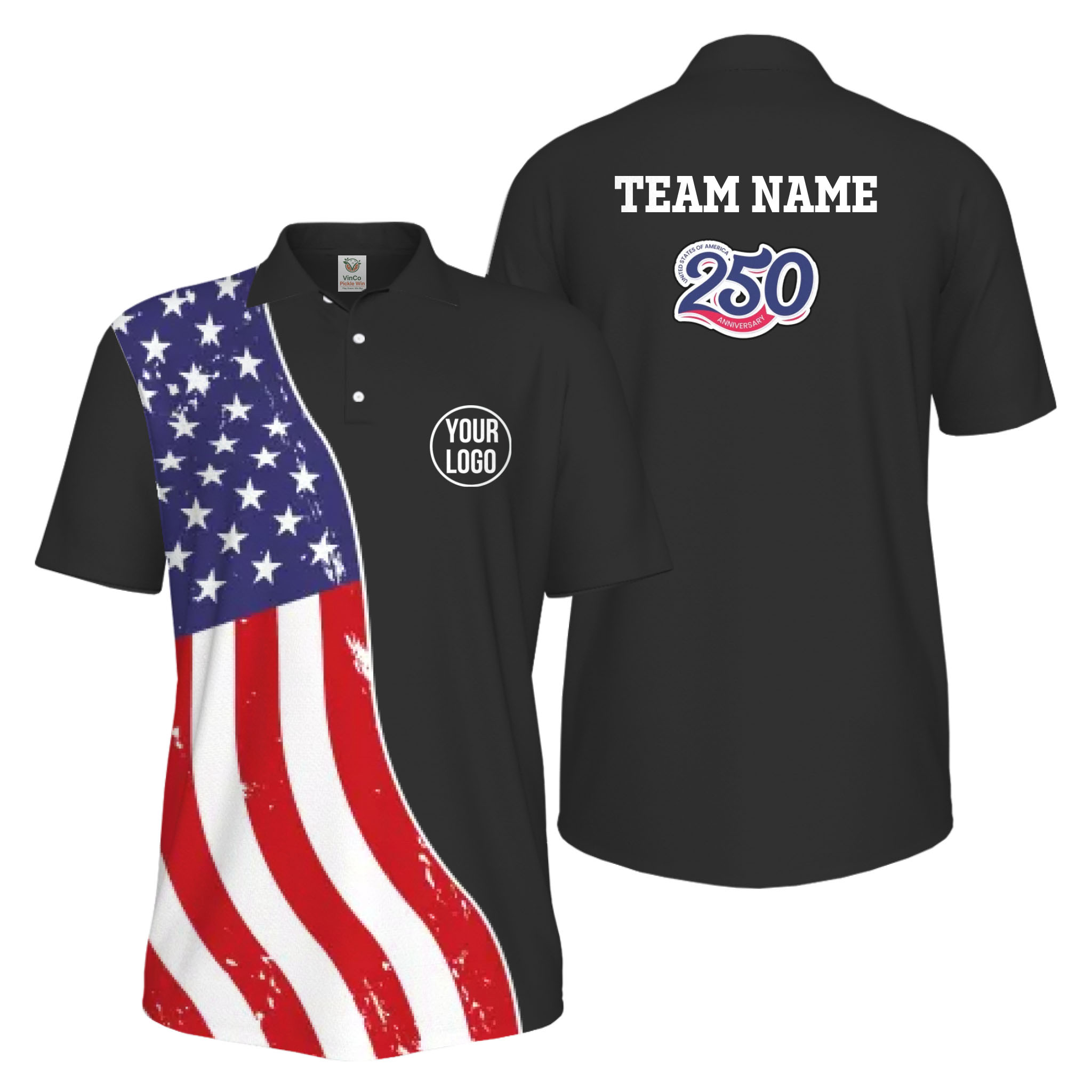 Picklewin Custom Pickleball 4th Of July UV Protection Men Polo Shirt Live Preview 2