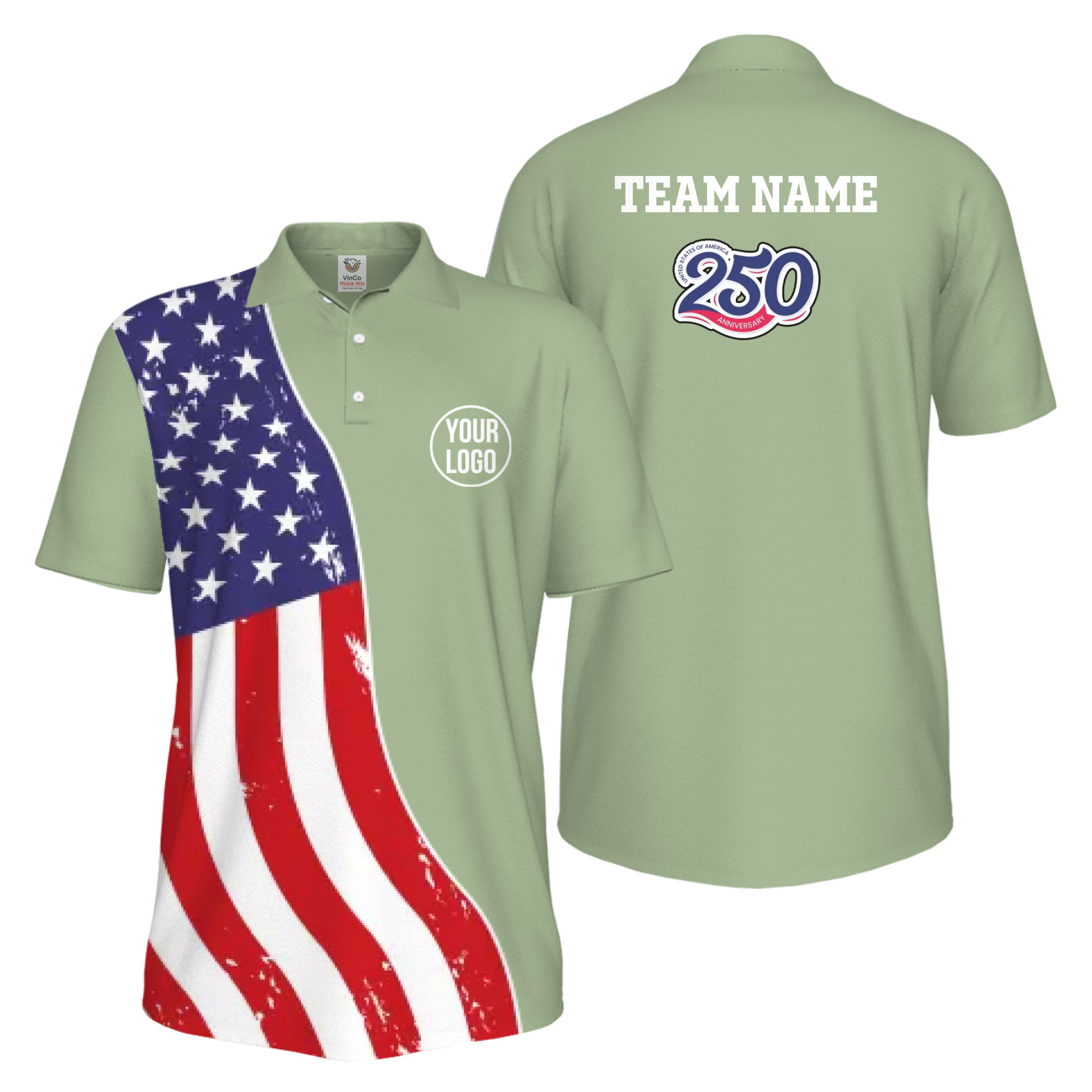 Picklewin Custom Pickleball 4th Of July UV Protection Men Polo Shirt Live Preview 3