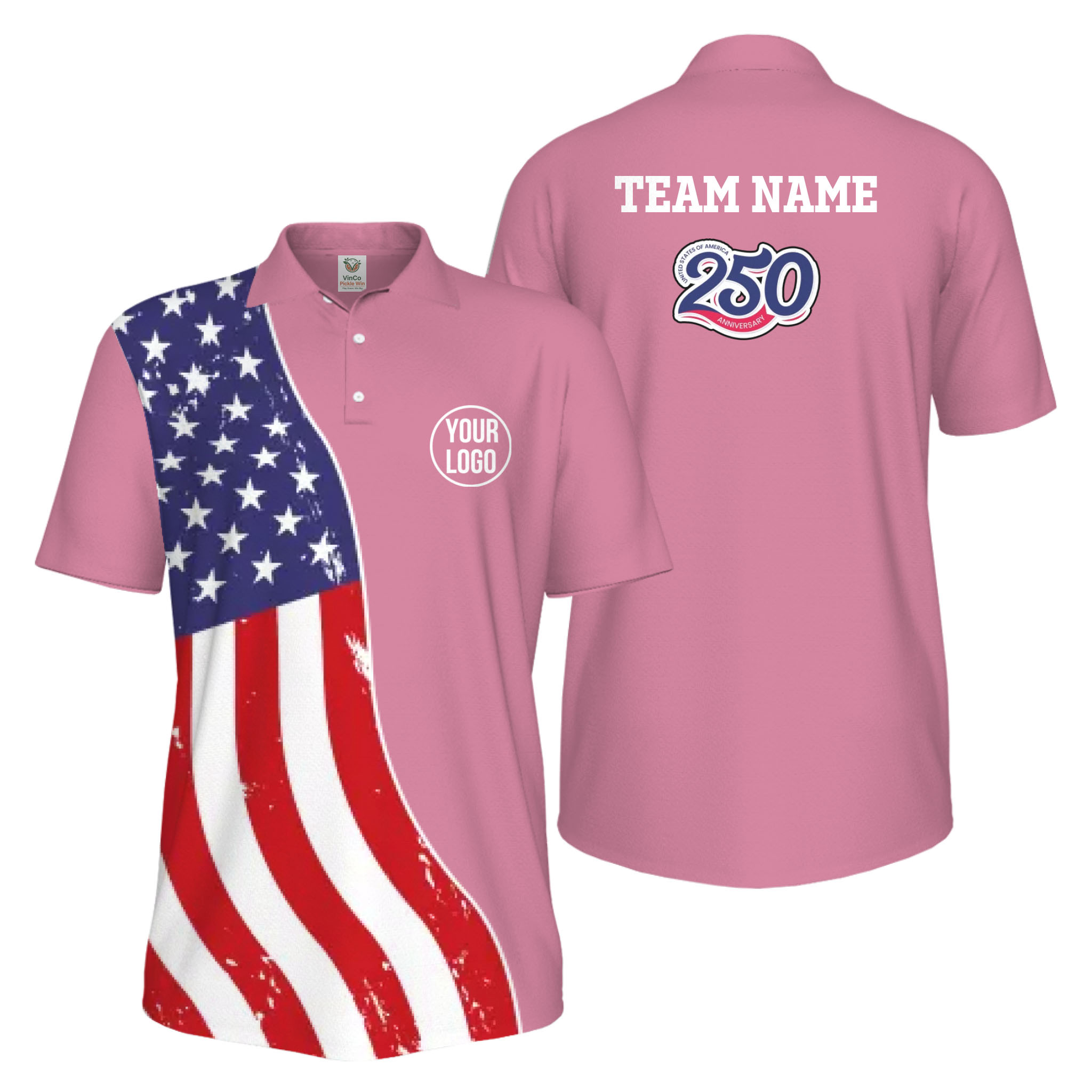 Picklewin Custom Pickleball 4th Of July UV Protection Men Polo Shirt Live Preview 6