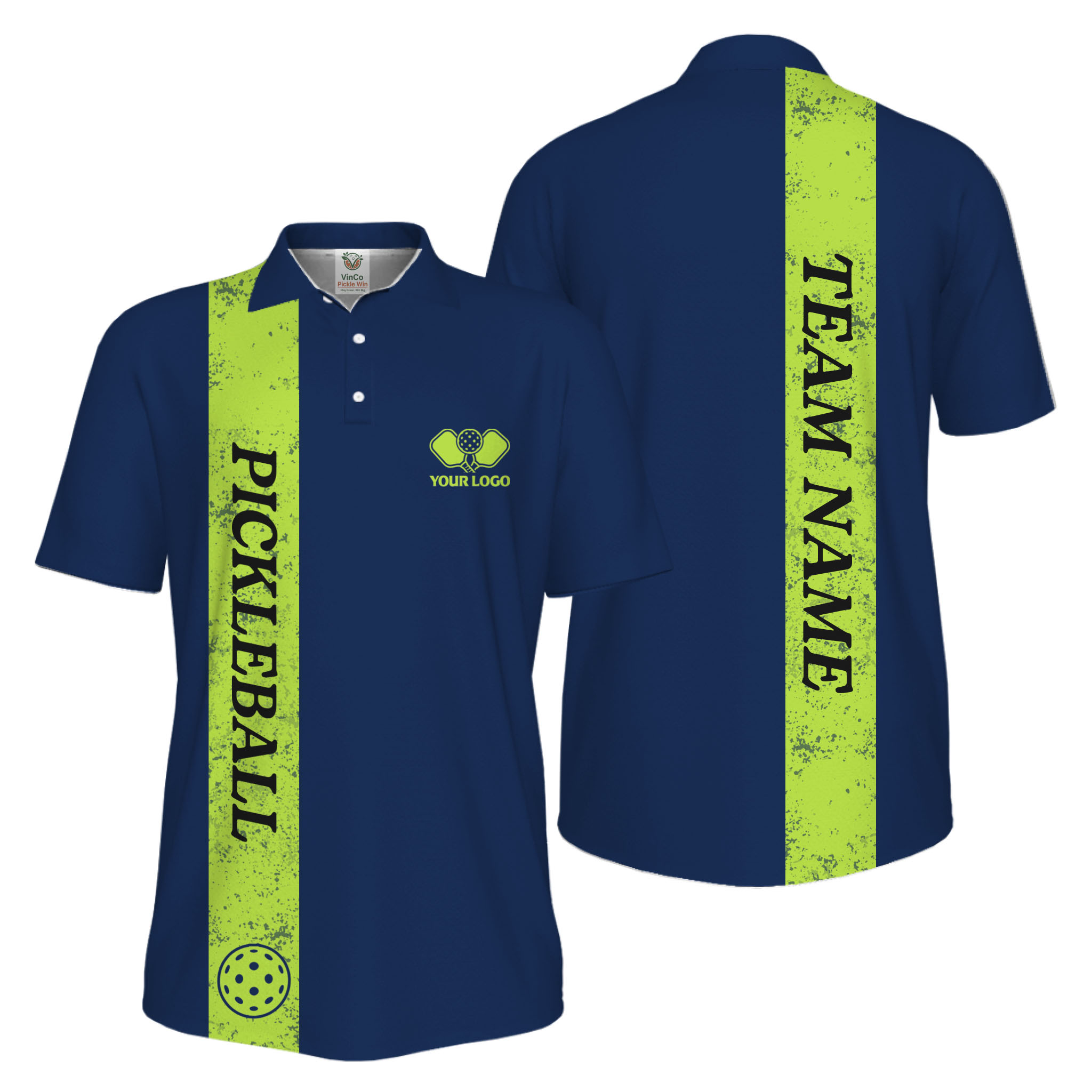 Picklewin Custom Polo With Vertical Name UV Protection Men Pickleball Polo Shirt  2