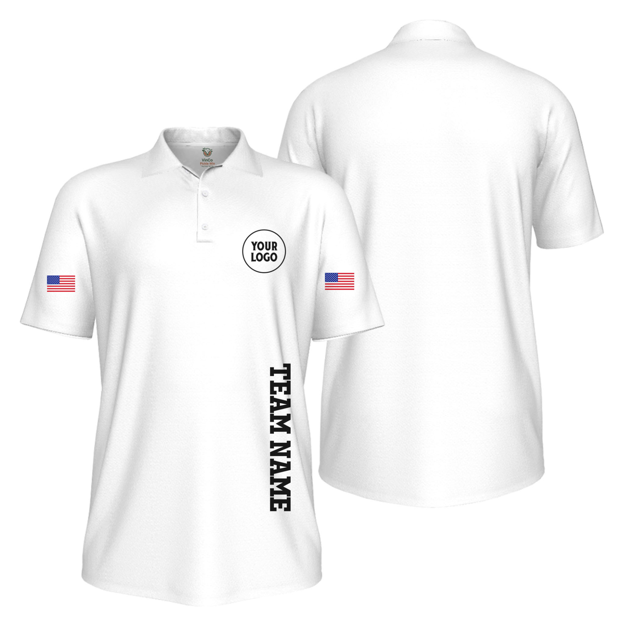 Picklewin Custom Sport Team Performance Patriotic UV Protection Men Polo Shirts 16