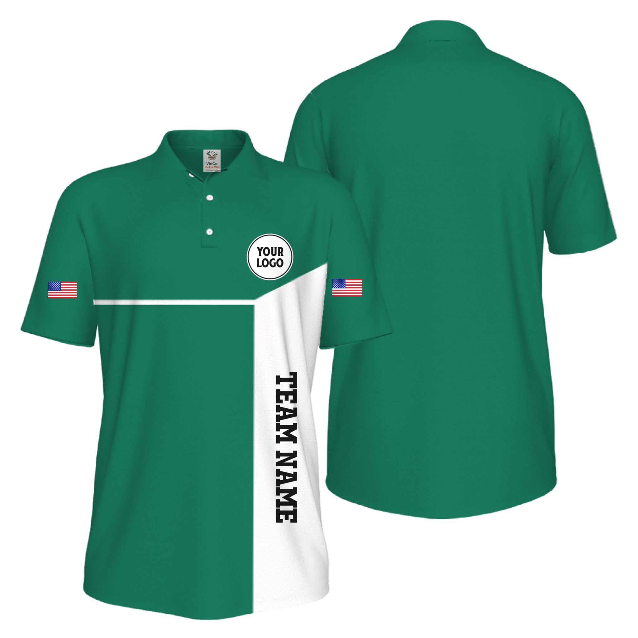 Picklewin Custom Sport Team Performance Patriotic UV Protection Men Polo Shirts 10