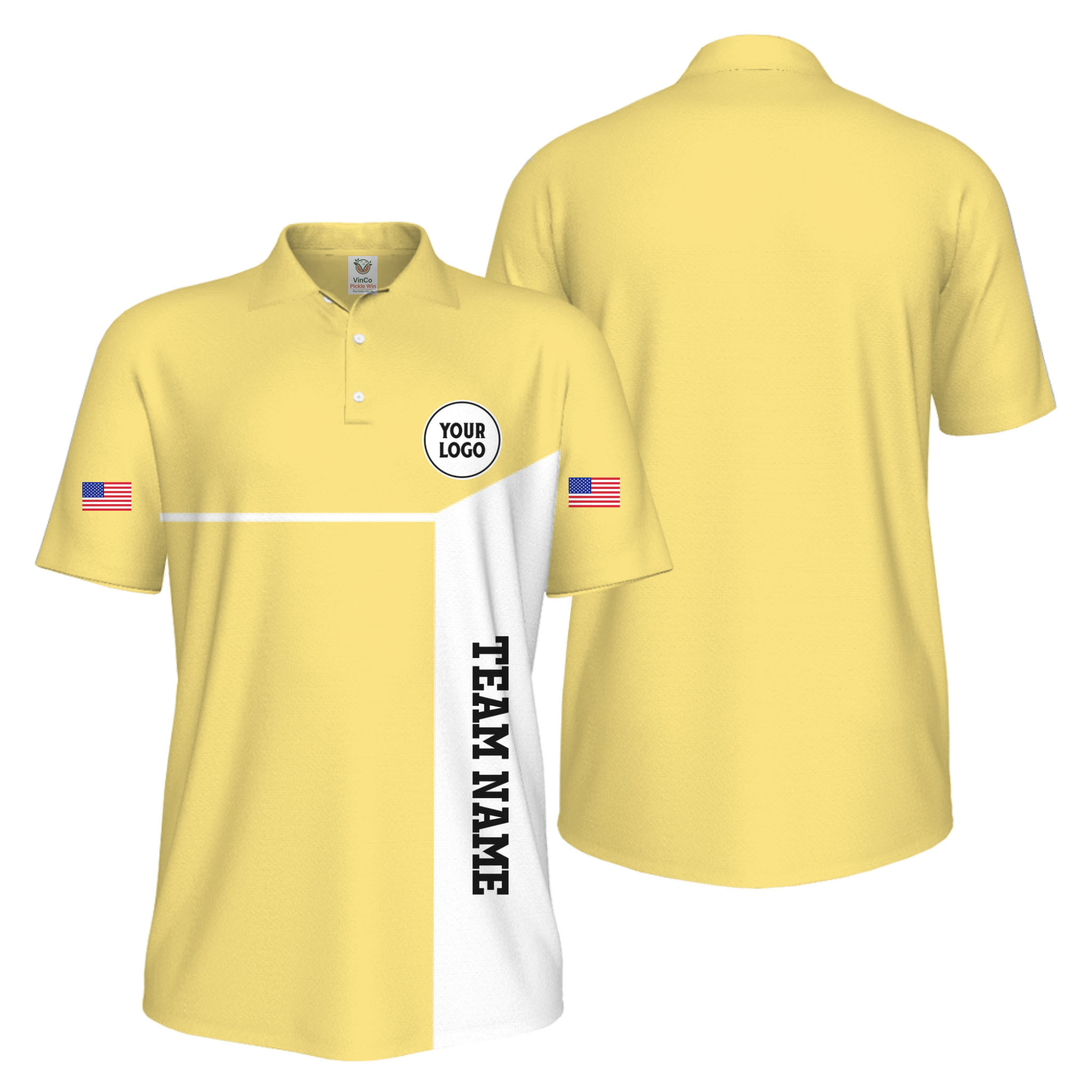 Picklewin Custom Sport Team Performance Patriotic UV Protection Men Polo Shirts 12