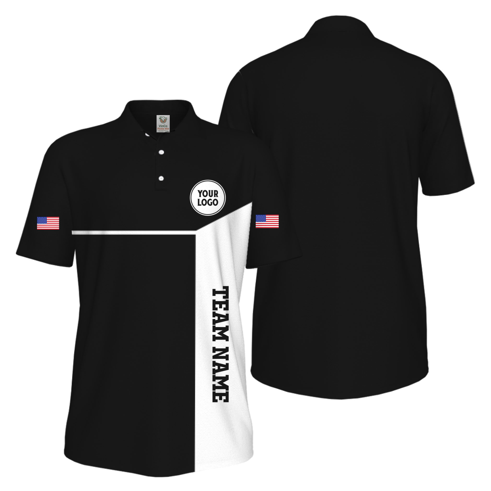 Picklewin Custom Sport Team Performance Patriotic UV Protection Men Polo Shirts 14