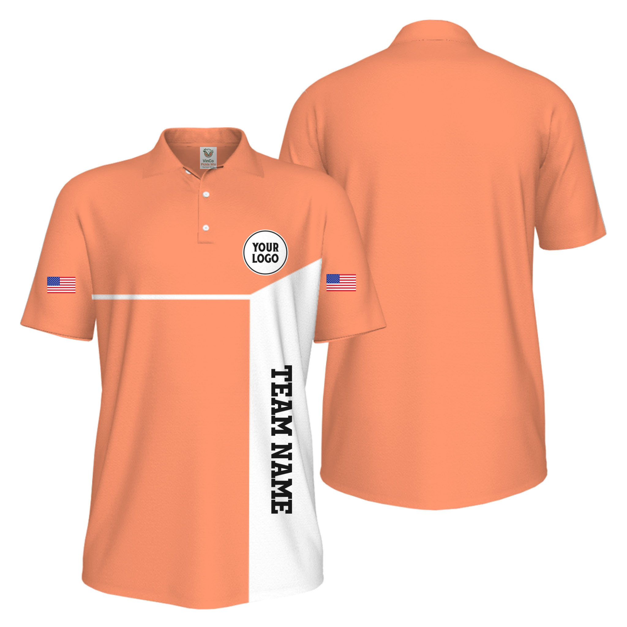 Picklewin Custom Sport Team Performance Patriotic UV Protection Men Polo Shirts 15