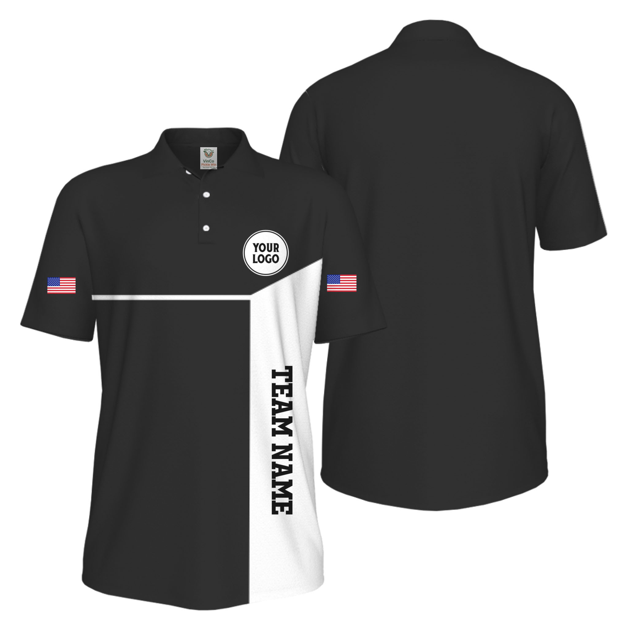 Picklewin Custom Sport Team Performance Patriotic UV Protection Men Polo Shirts 2