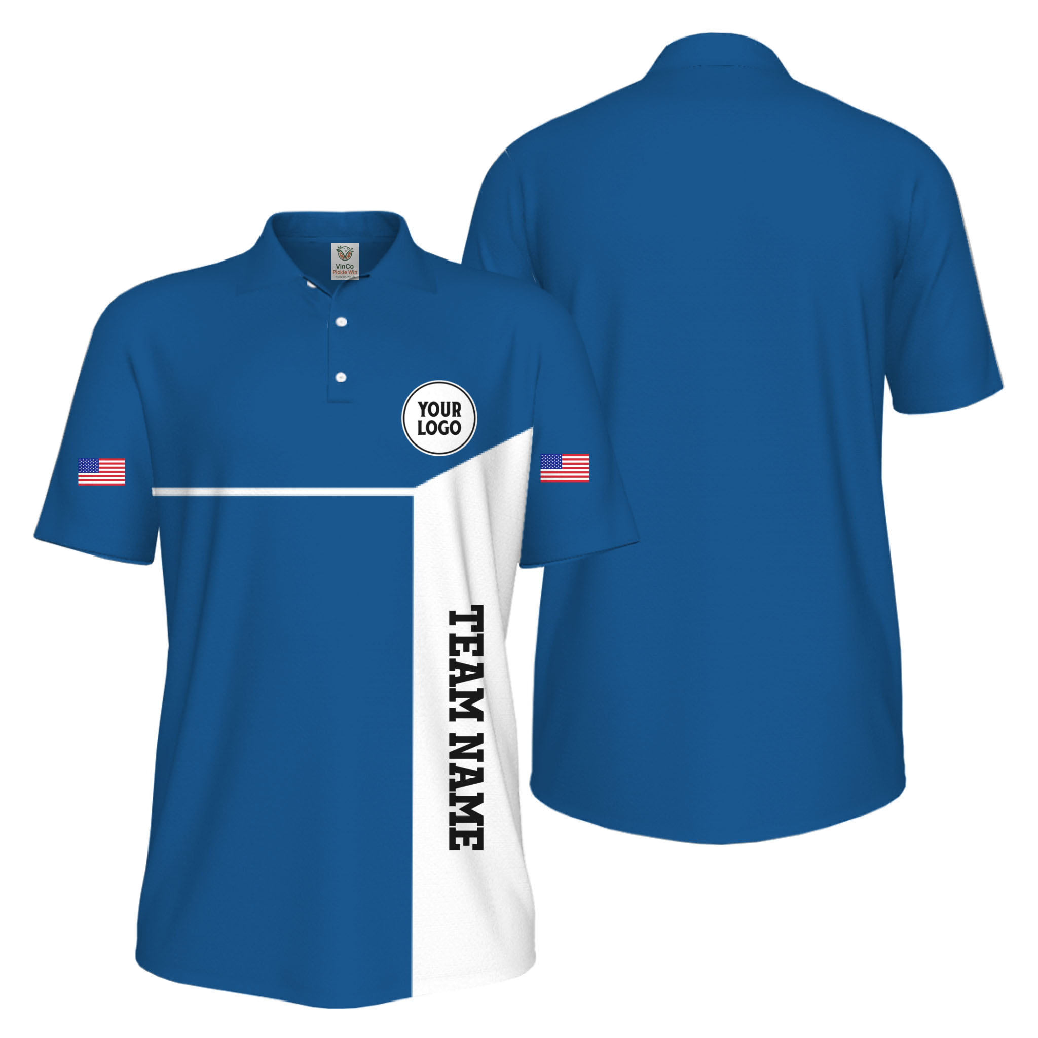 Picklewin Custom Sport Team Performance Patriotic UV Protection Men Polo Shirts 4