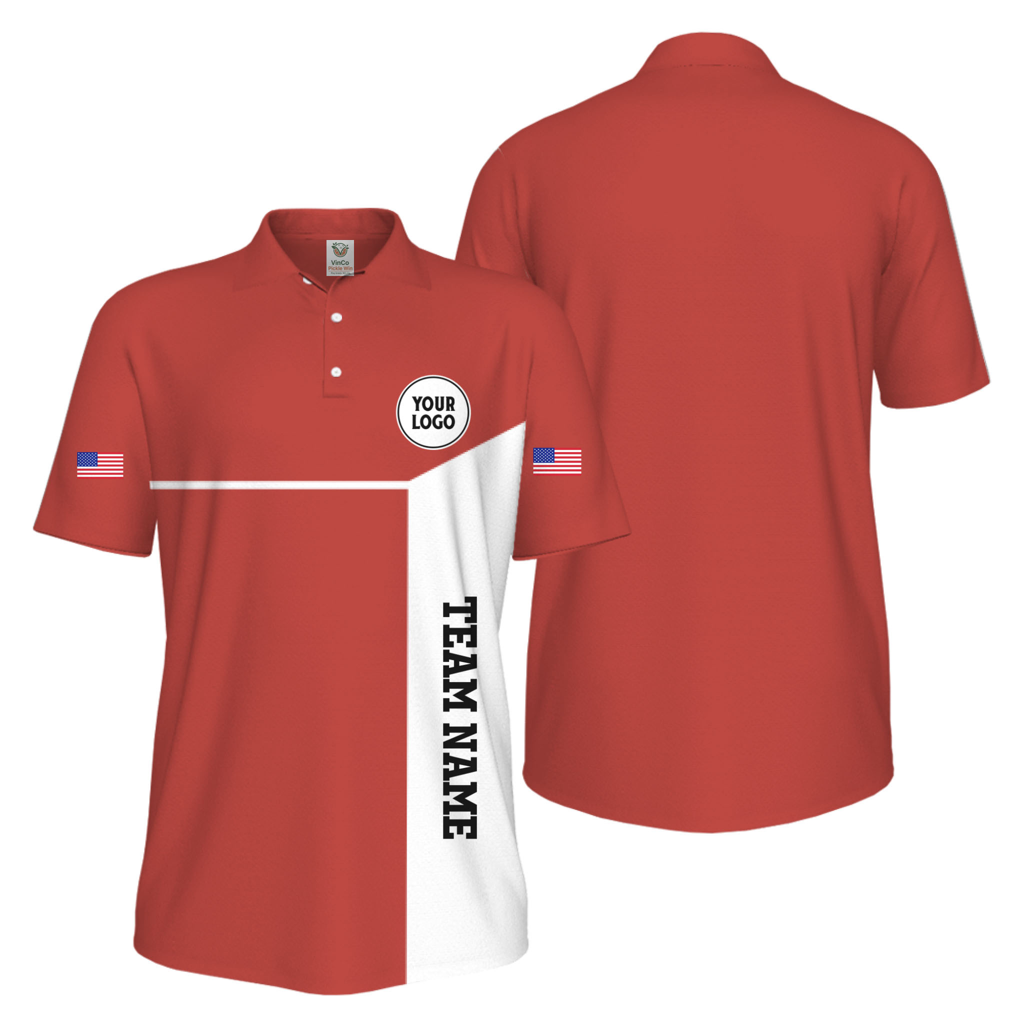 Picklewin Custom Sport Team Performance Patriotic UV Protection Men Polo Shirts 5