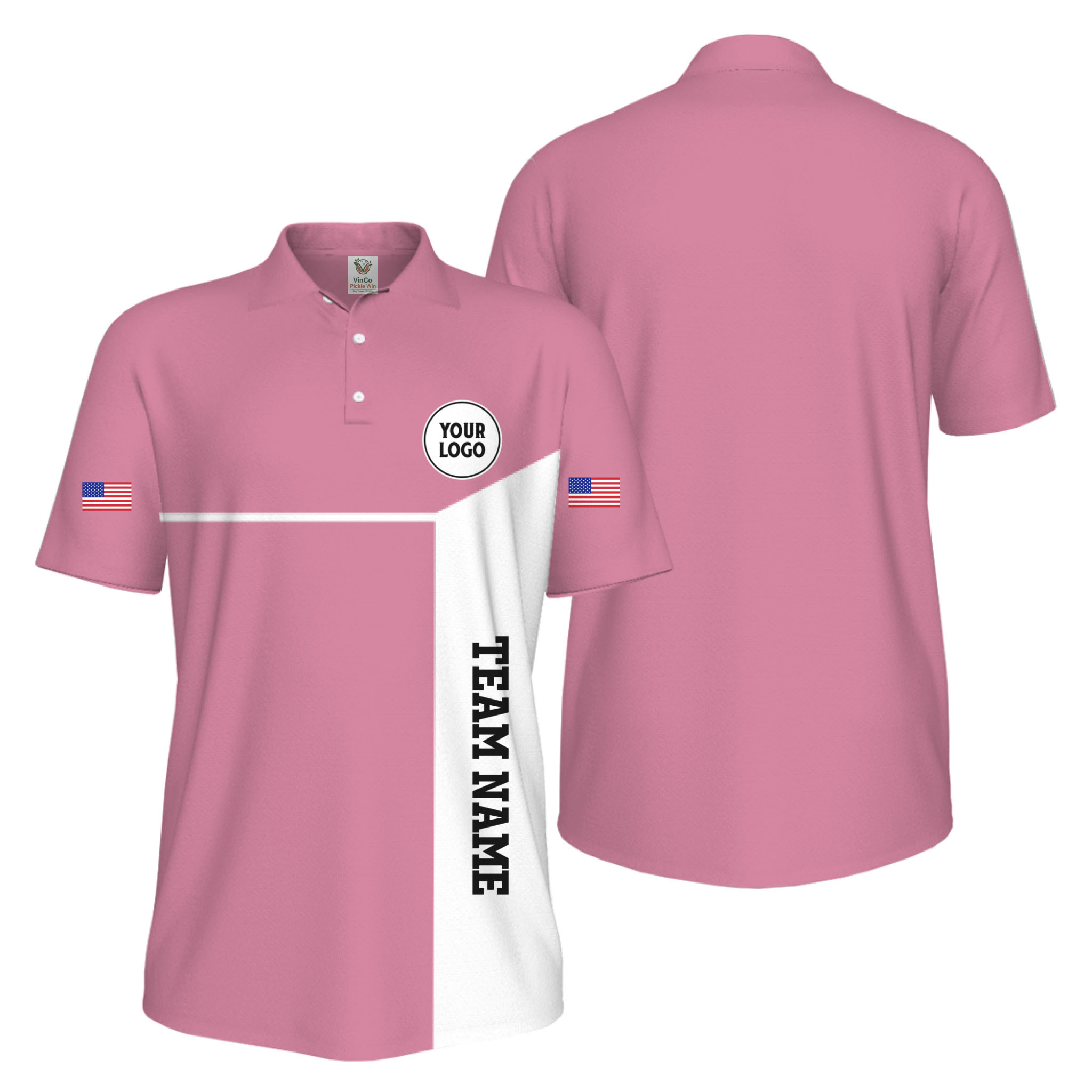 Picklewin Custom Sport Team Performance Patriotic UV Protection Men Polo Shirts 6