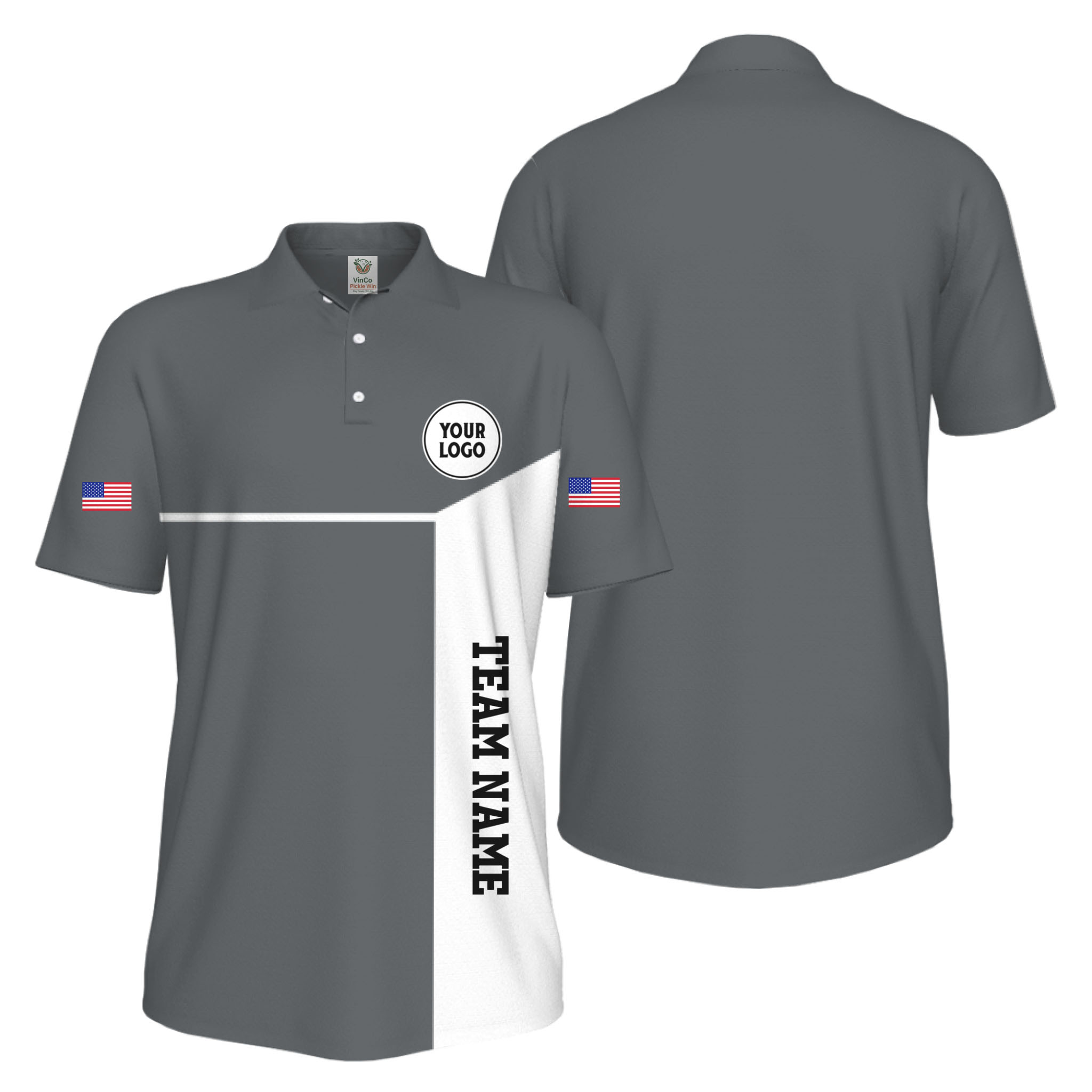 Picklewin Custom Sport Team Performance Patriotic UV Protection Men Polo Shirts 7