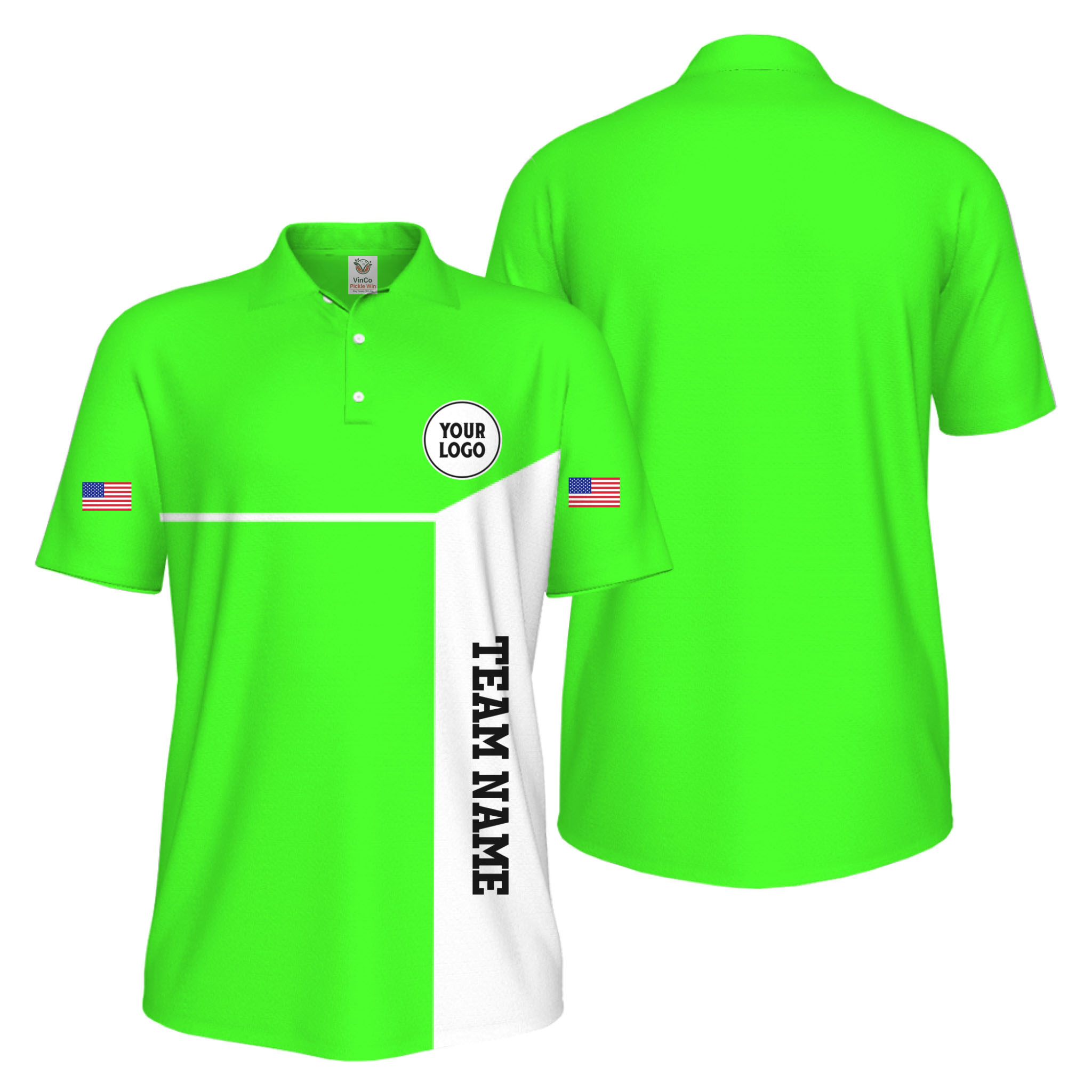 Picklewin Custom Sport Team Performance Patriotic UV Protection Men Polo Shirts 8