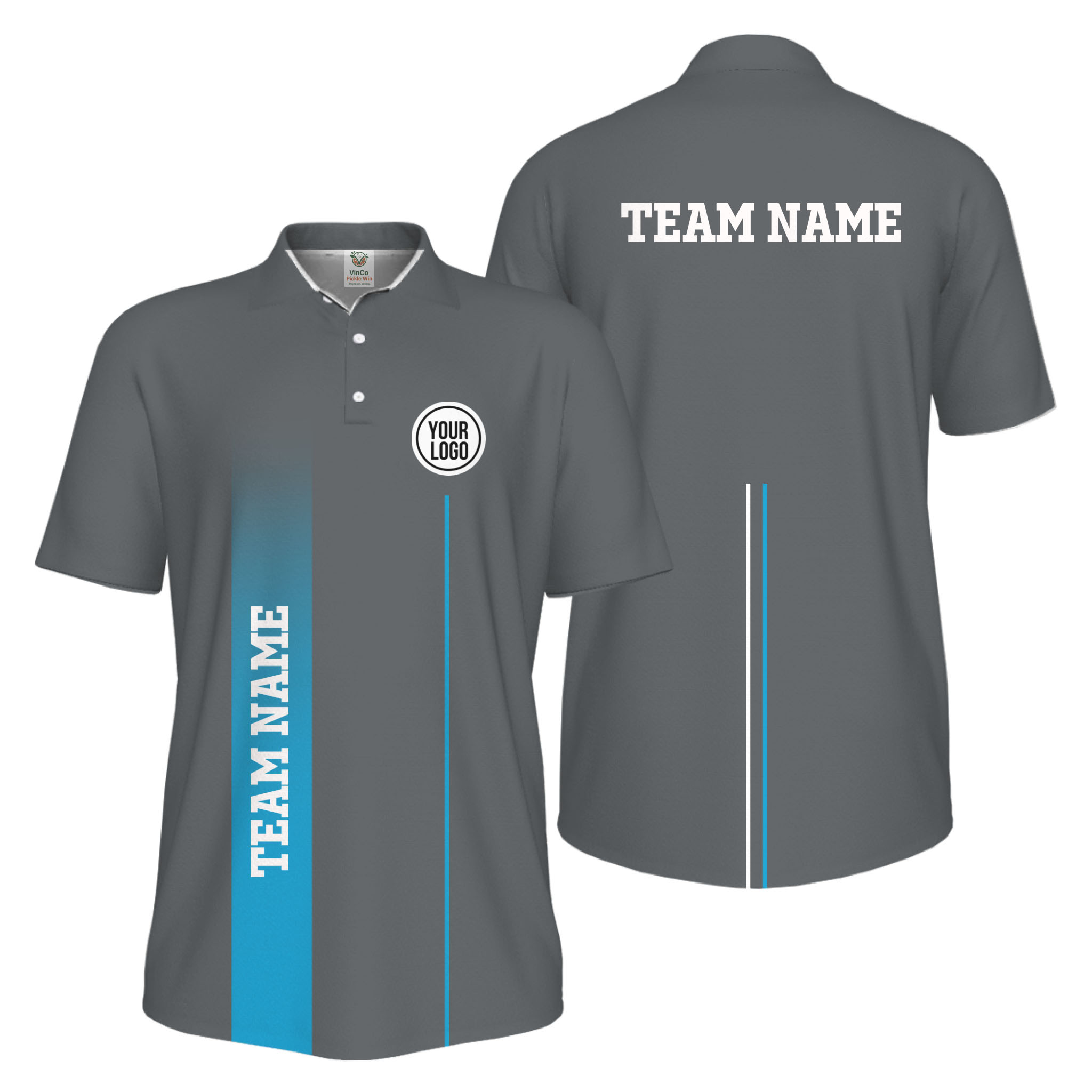 Picklewin Custom Team Logo Performance Sports Men Polo Shirt Live Preview  8