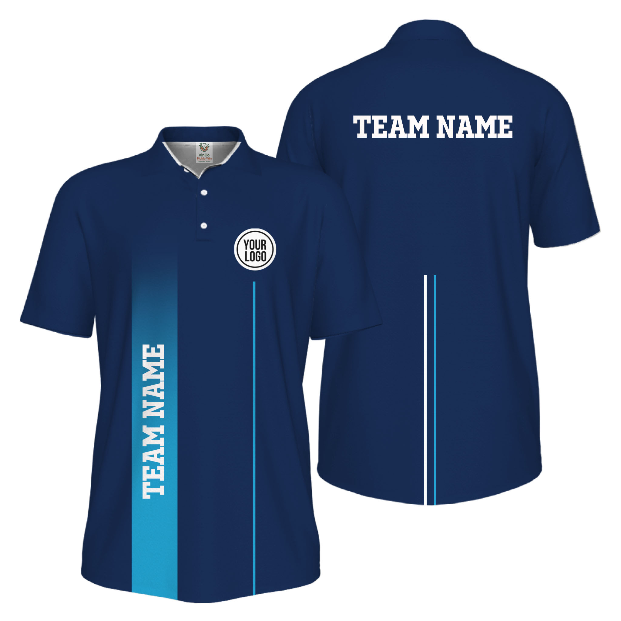 Picklewin Custom Team Logo Performance Sports Men Polo Shirt Live Preview  2