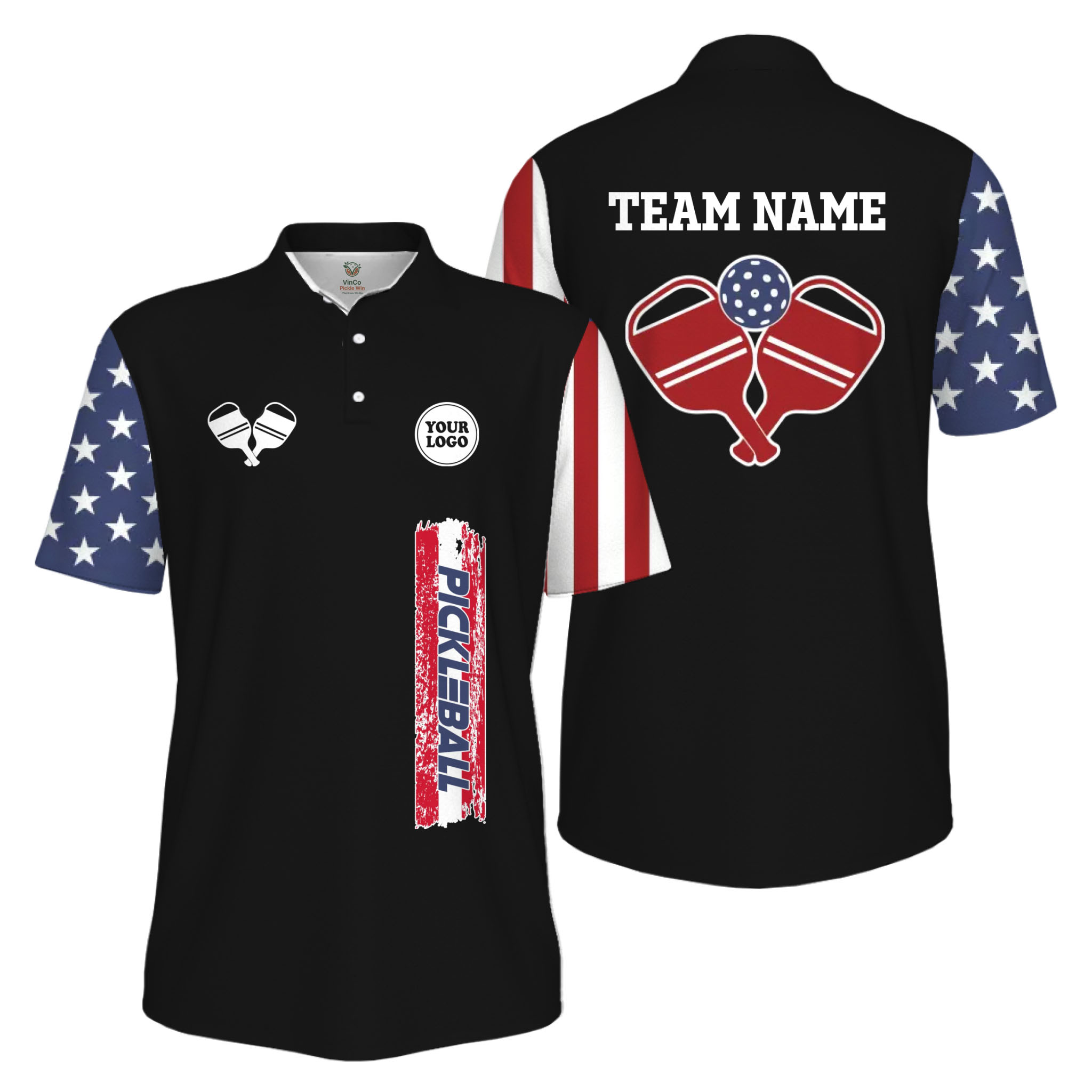 Picklewin Custom UV Protection Men Patriotic Polo Shirt With Pickleball Logo Picklewin Custom UV Protection Men Patriotic Polo Shirt With Pickleball Logo 15