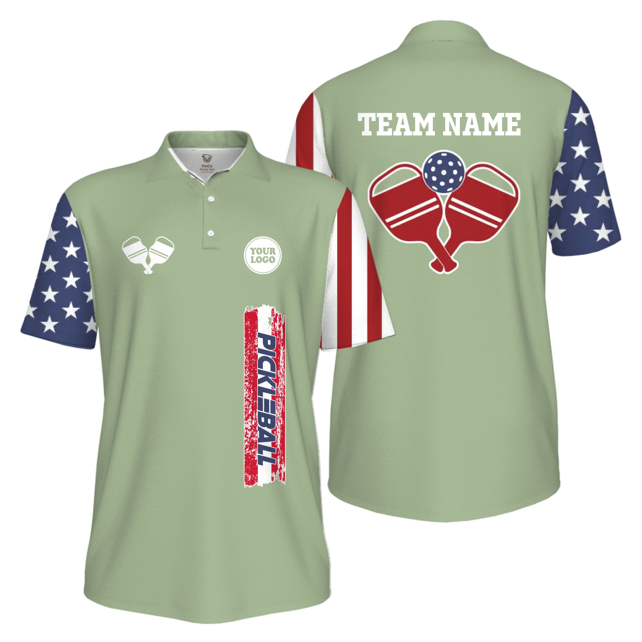 Picklewin Custom UV Protection Men Patriotic Polo Shirt With Pickleball Logo Picklewin Custom UV Protection Men Patriotic Polo Shirt With Pickleball Logo 4