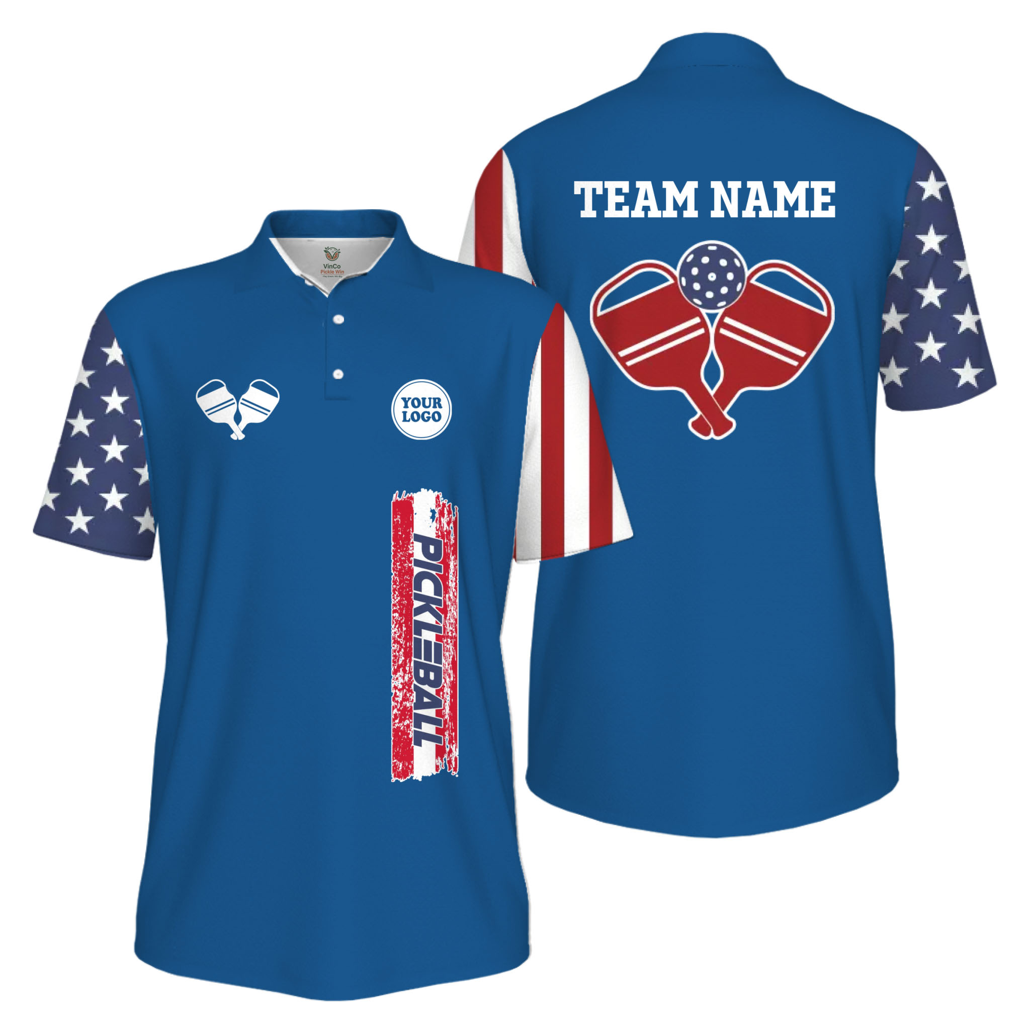 Picklewin Custom UV Protection Men Patriotic Polo Shirt With Pickleball Logo Picklewin Custom UV Protection Men Patriotic Polo Shirt With Pickleball Logo 5