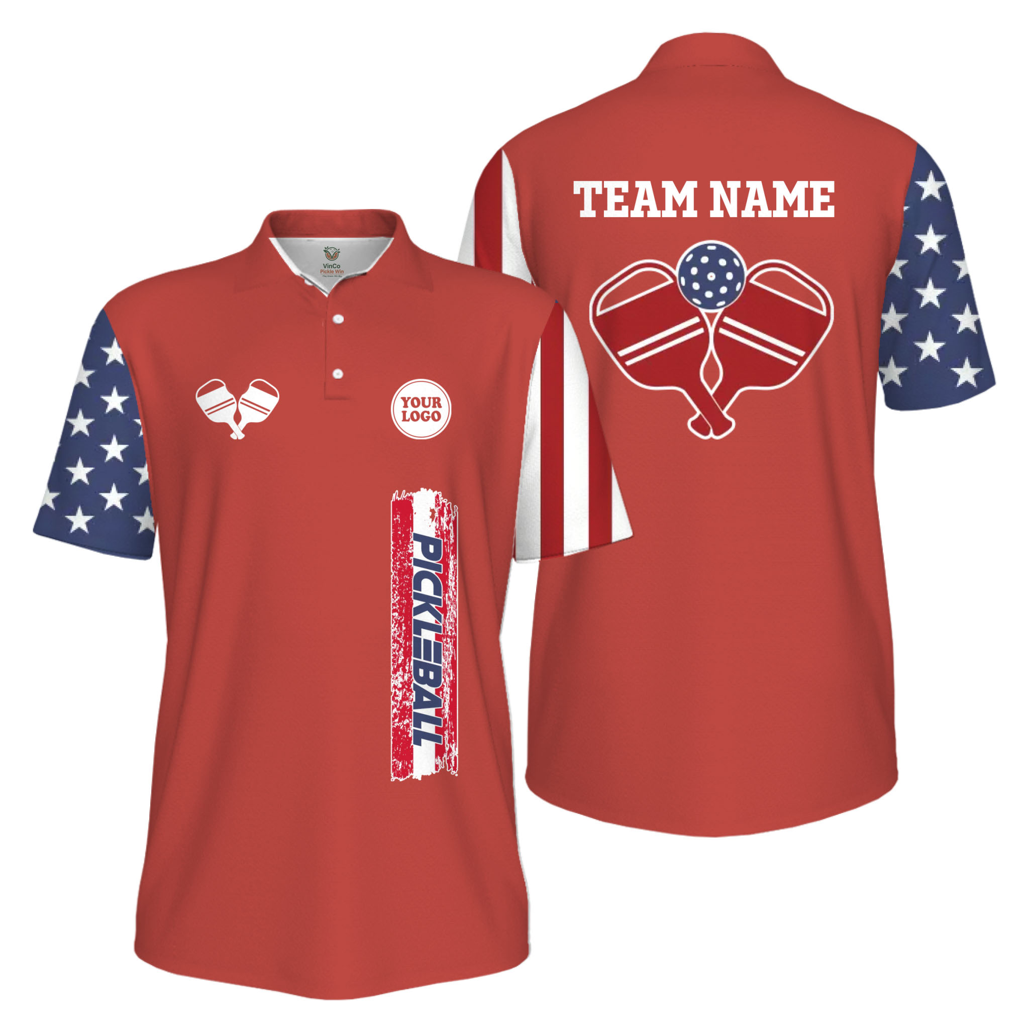 Picklewin Custom UV Protection Men Patriotic Polo Shirt With Pickleball Logo Picklewin Custom UV Protection Men Patriotic Polo Shirt With Pickleball Logo 6